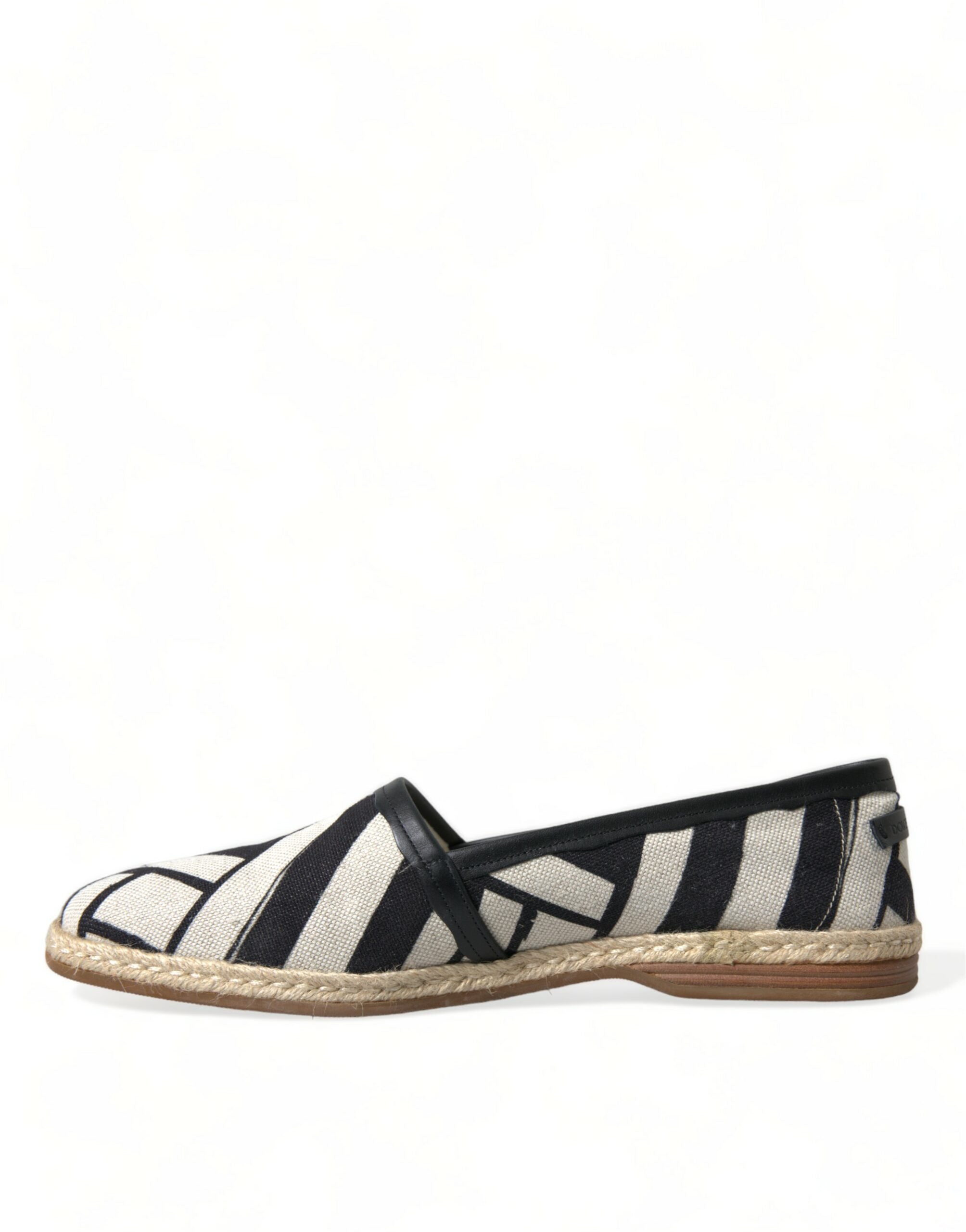 Dolce & Gabbana Beige Black Striped Canvas Espadrilles MONDELLO Men's Shoes