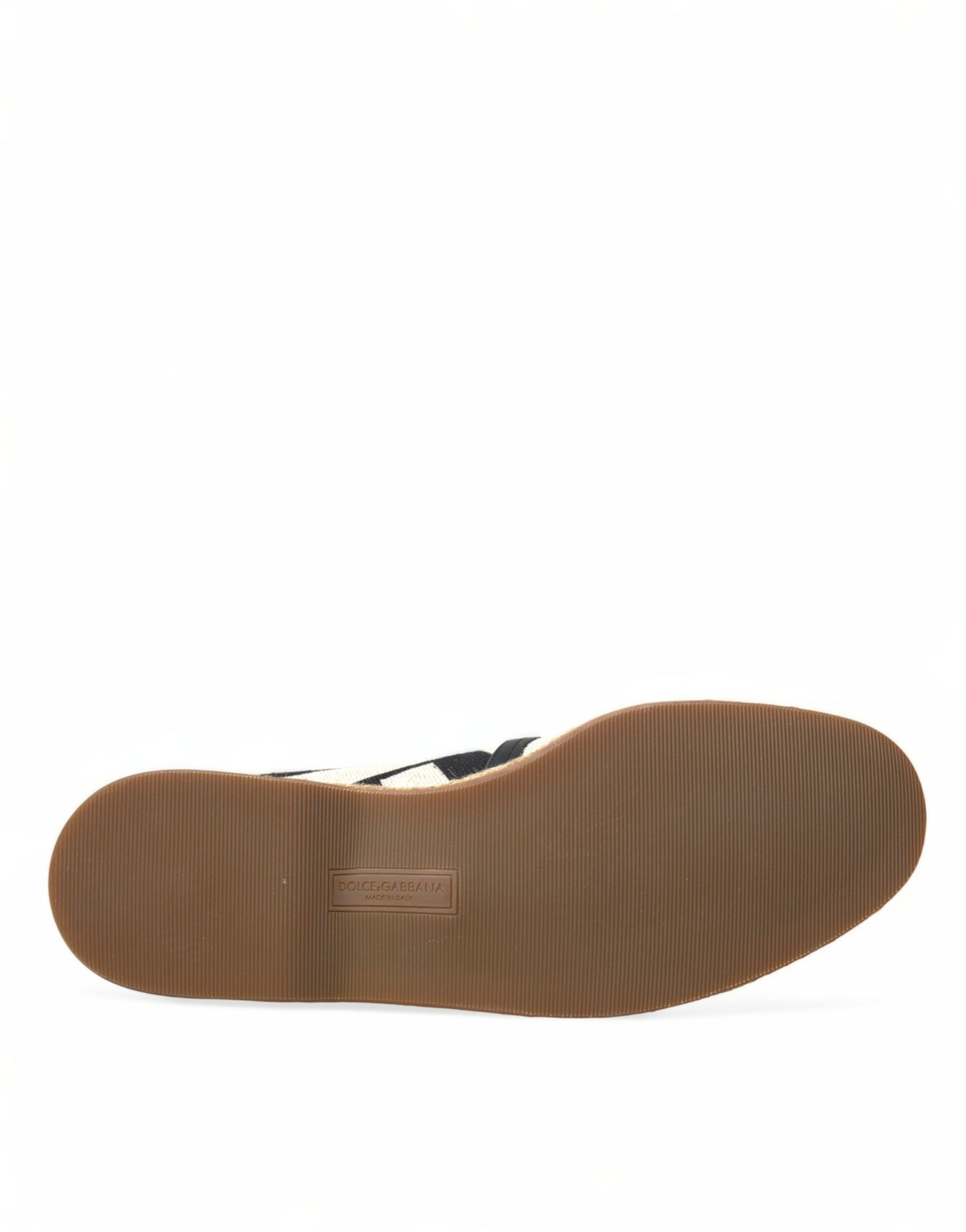 Dolce & Gabbana Beige Black Striped Canvas Espadrilles MONDELLO Men's Shoes