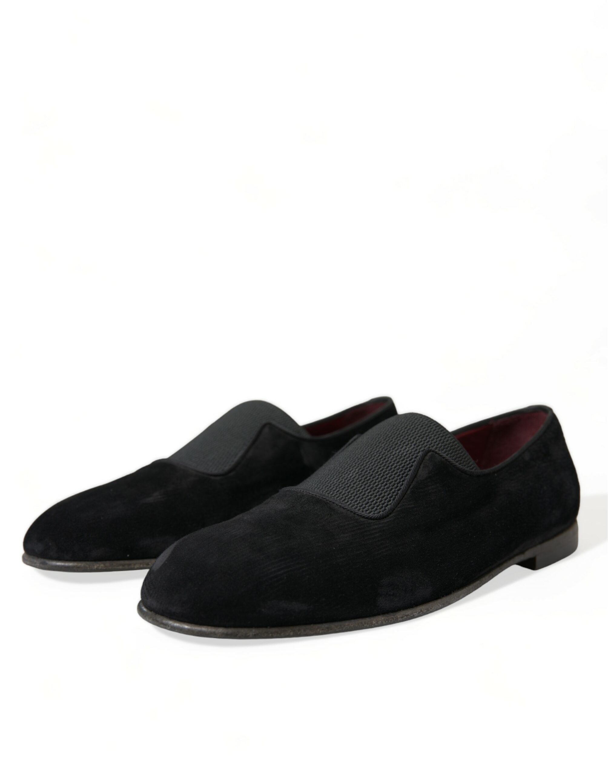 Dolce & Gabbana Black RUNWAY Velour AMALFI Loafers Men's Shoes