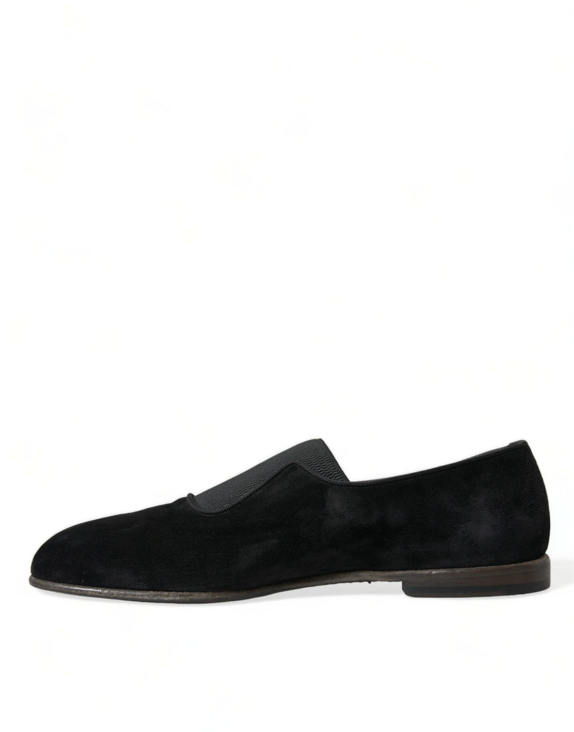 Dolce & Gabbana Black RUNWAY Velour AMALFI Loafers Men's Shoes