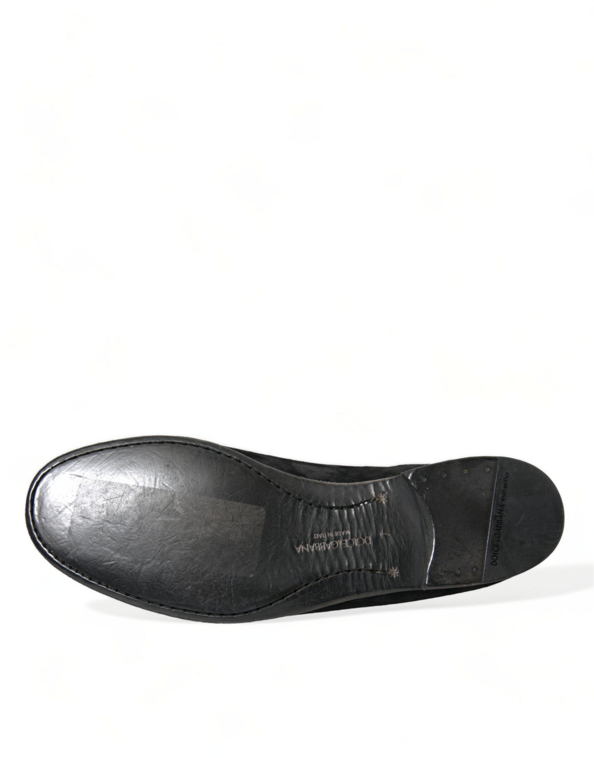 Dolce & Gabbana Black RUNWAY Velour AMALFI Loafers Men's Shoes