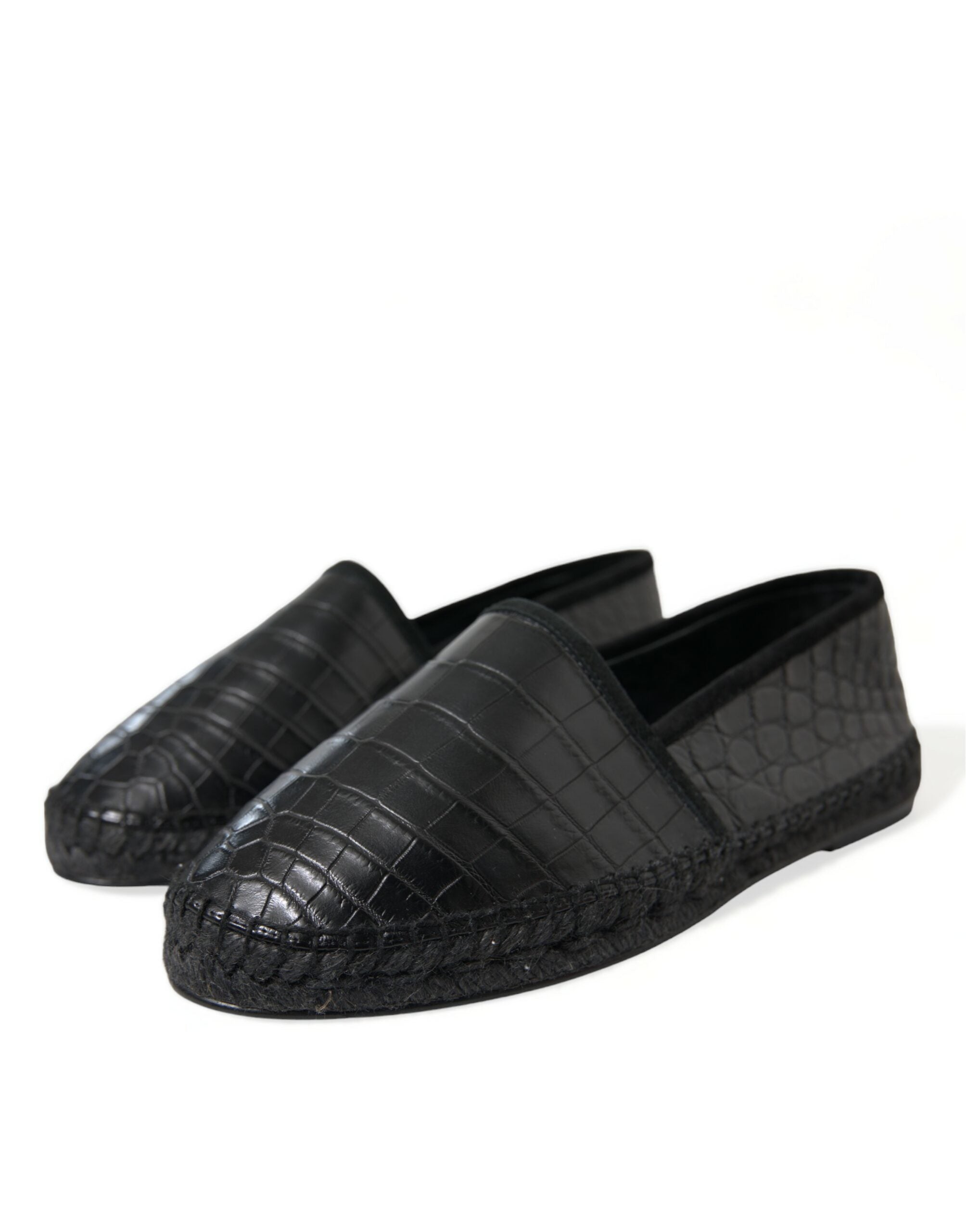Dolce & Gabbana Black Exotic Leather Espadrilles Slip On Men's Shoes