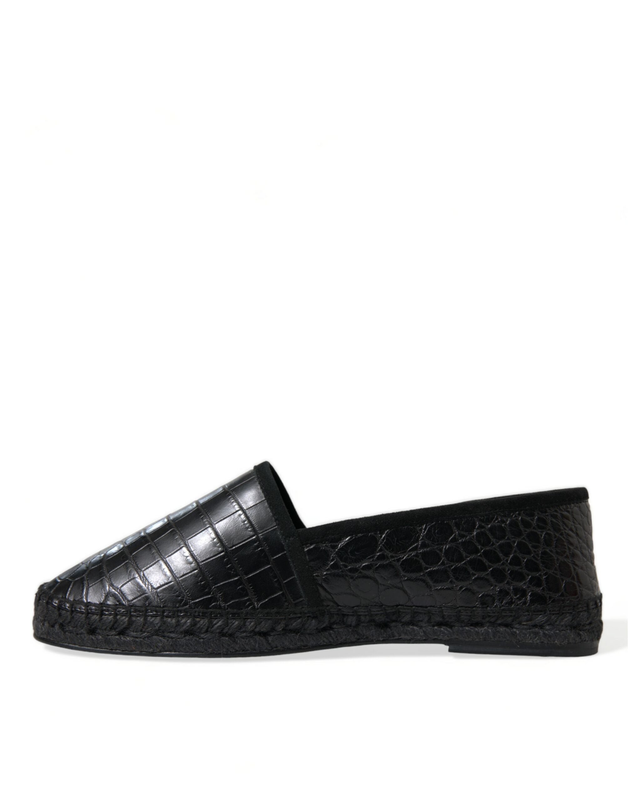 Dolce & Gabbana Black Exotic Leather Espadrilles Slip On Men's Shoes