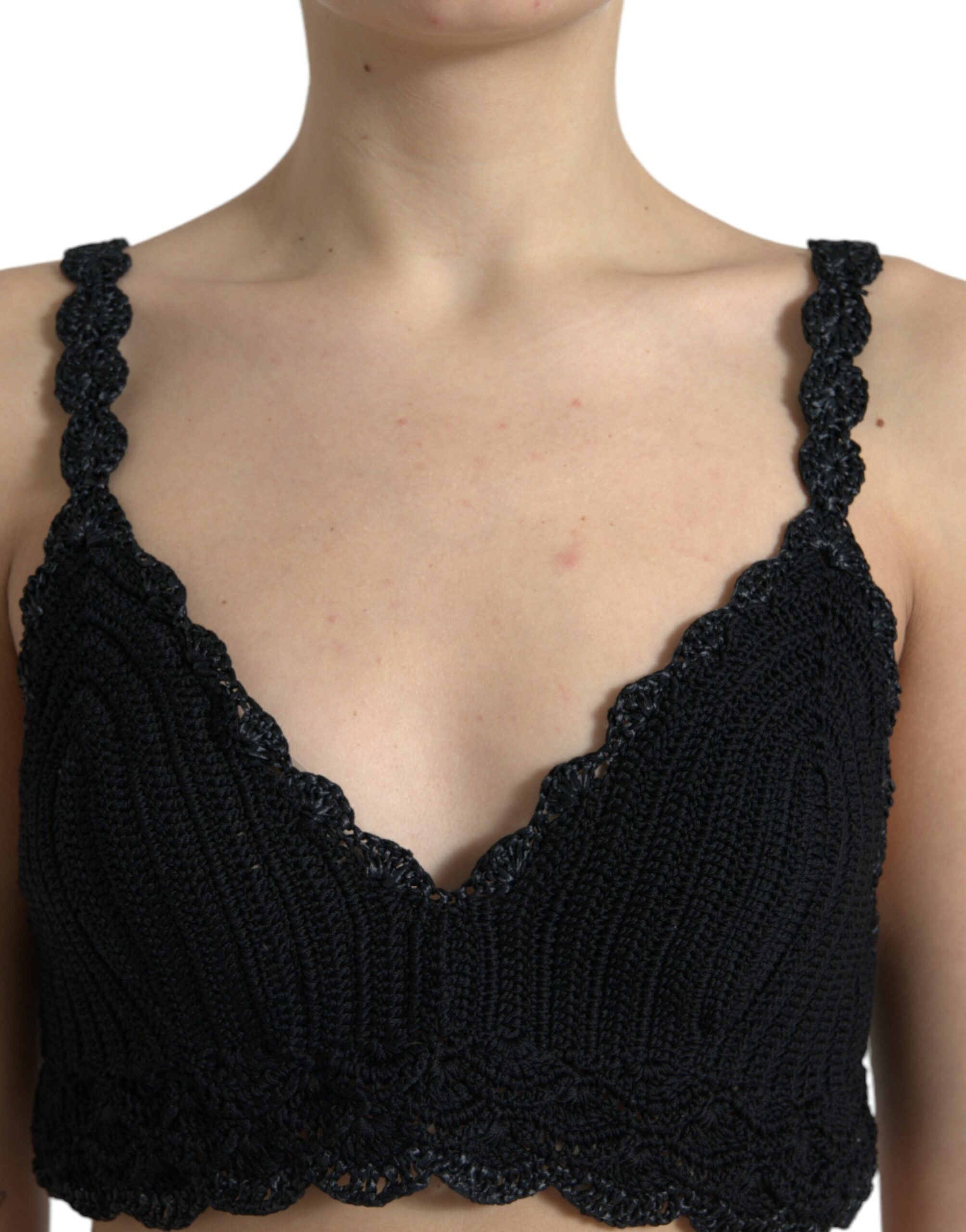 Dolce & Gabbana Elegant Black Crochet Corset Women's Top