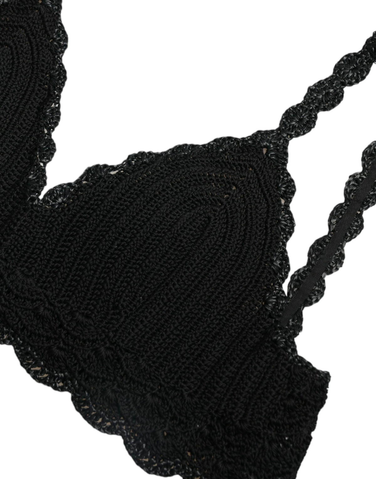 Dolce & Gabbana Black Cotton Bustier Cropped Crochet Tank Women's Top