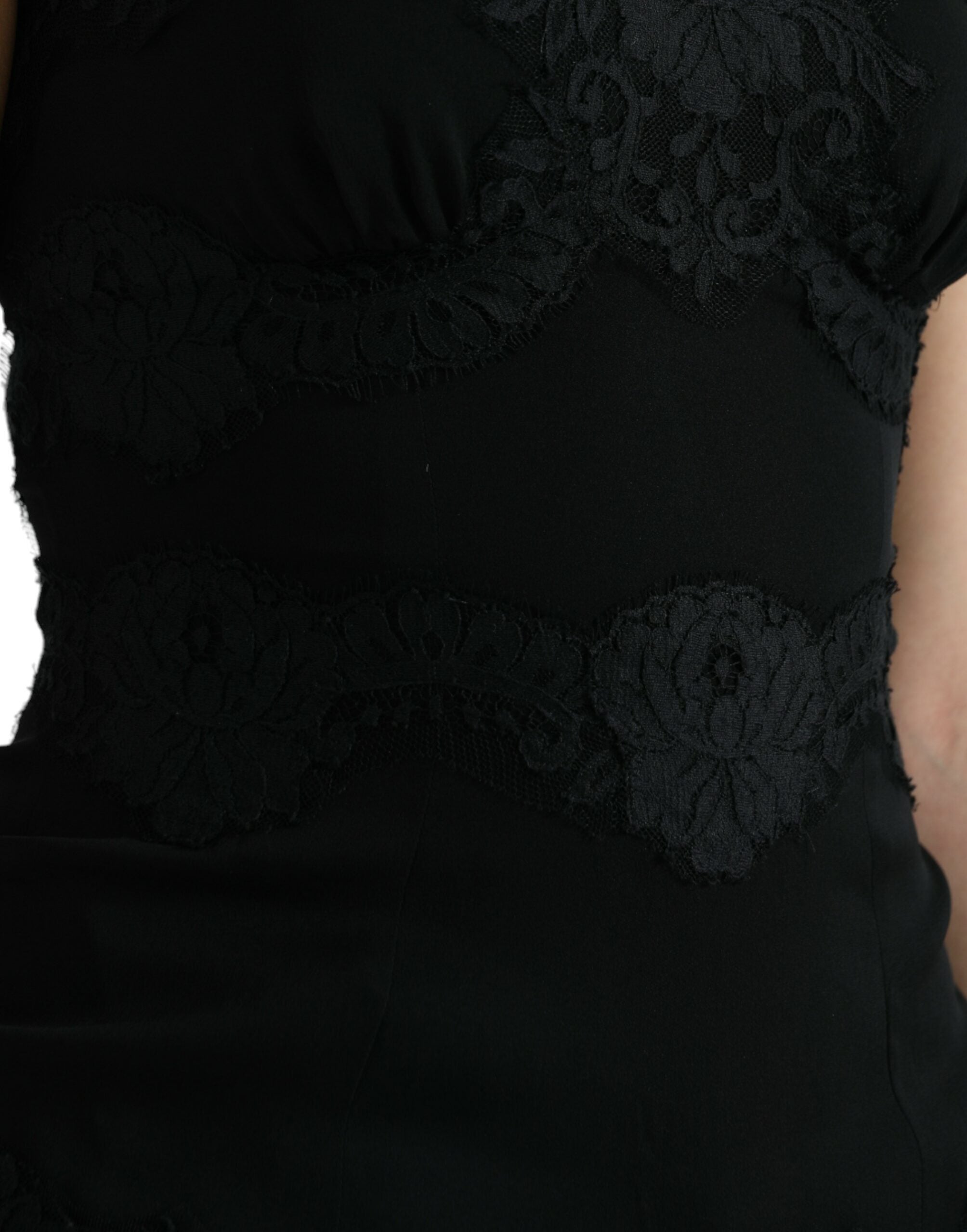 Dolce & Gabbana Black Silk Stretch Lace Sleeveless Tank Women's Top