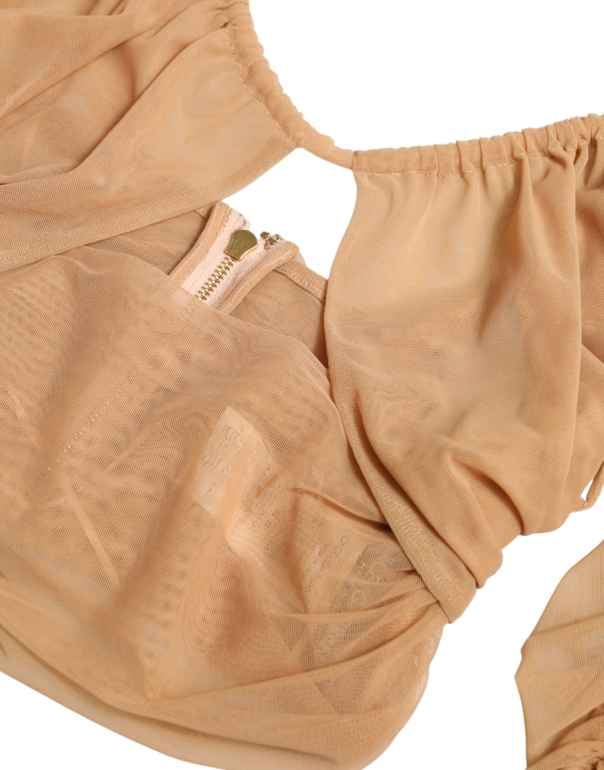 Dolce & Gabbana Brown Nylon Stretch Open Shoulder Cropped Women's Top
