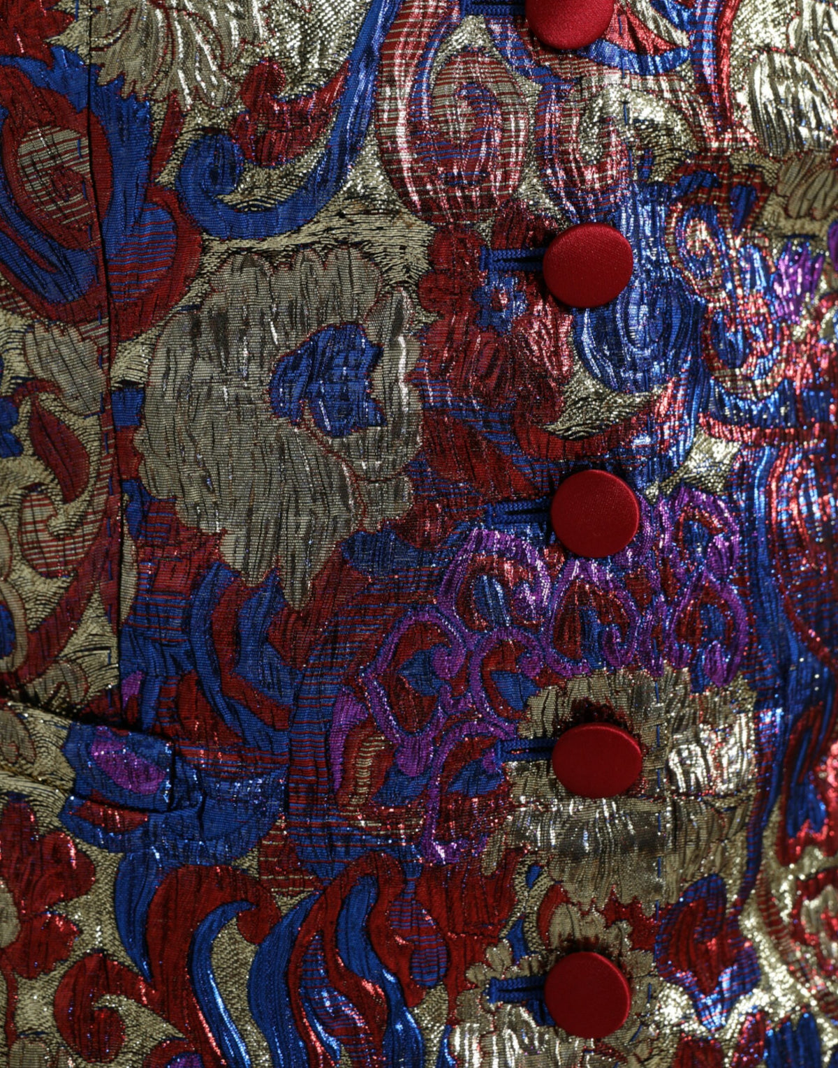 Dolce & Gabbana Multicolor Jacquard Button Waistcoat Vest Women's Top