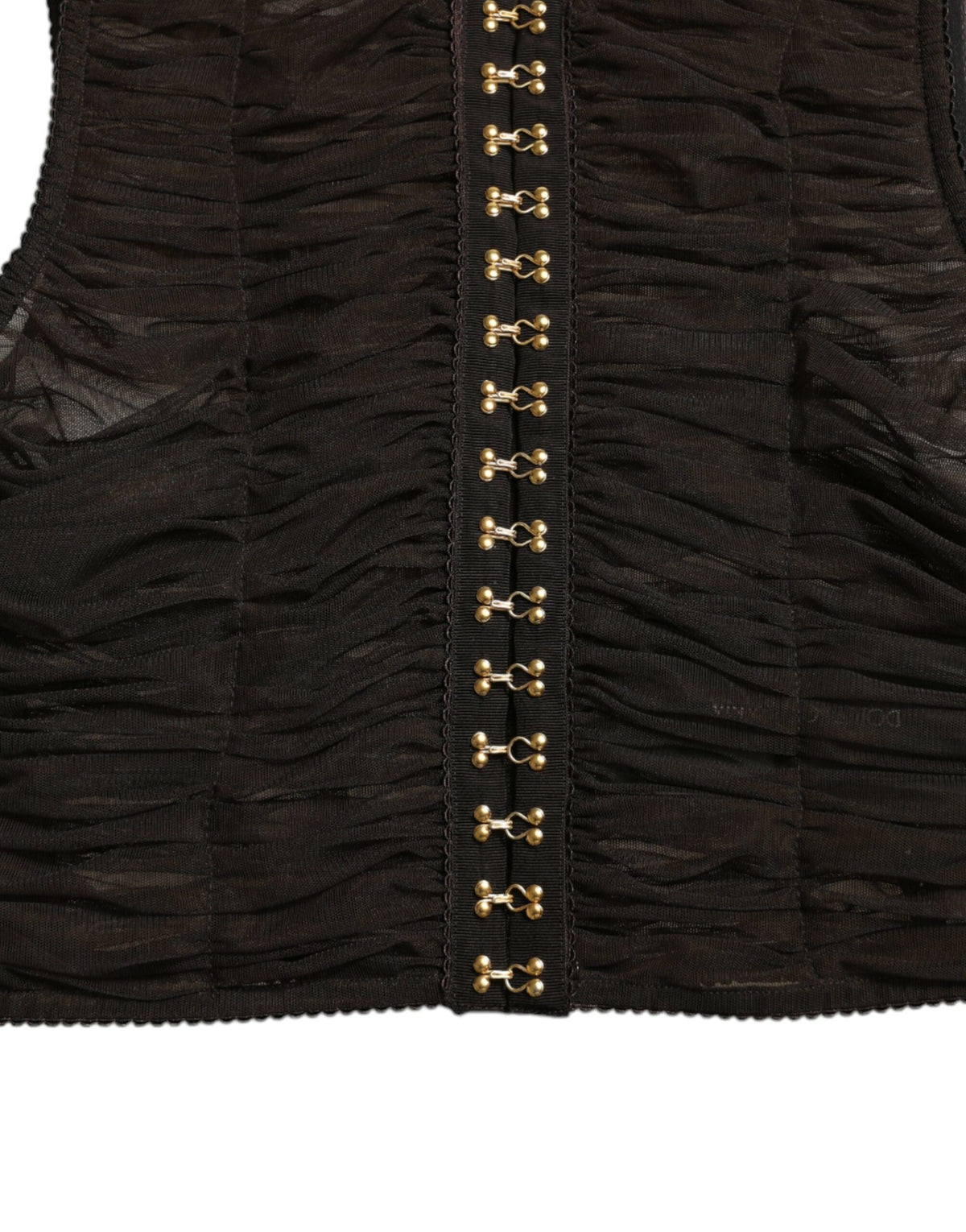 Dolce & Gabbana Brown Embellished Nylon Stretch Cropped Women's Top