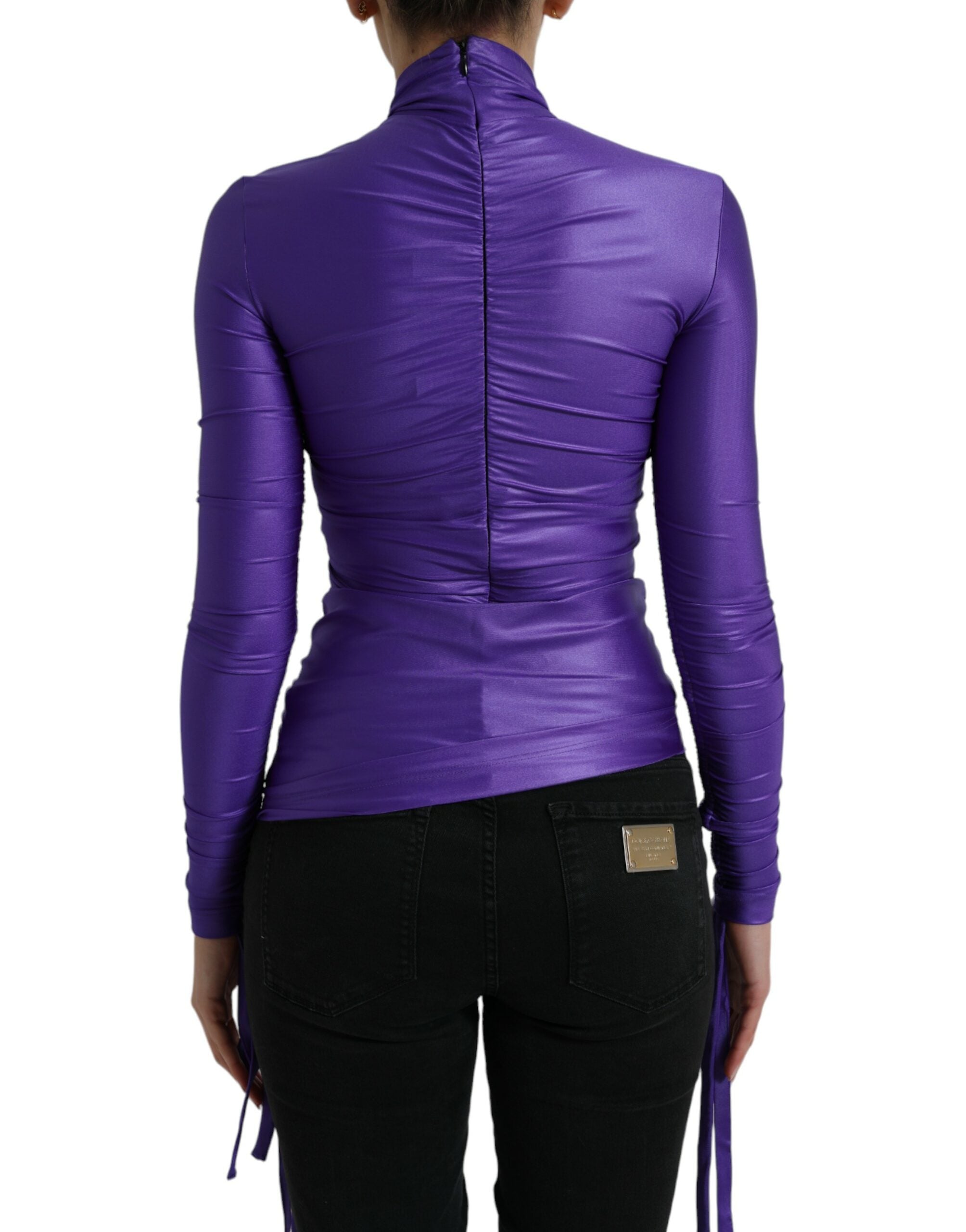 Dolce & Gabbana Purple Nylon Stretch Slim Long Sleeves Women's Top