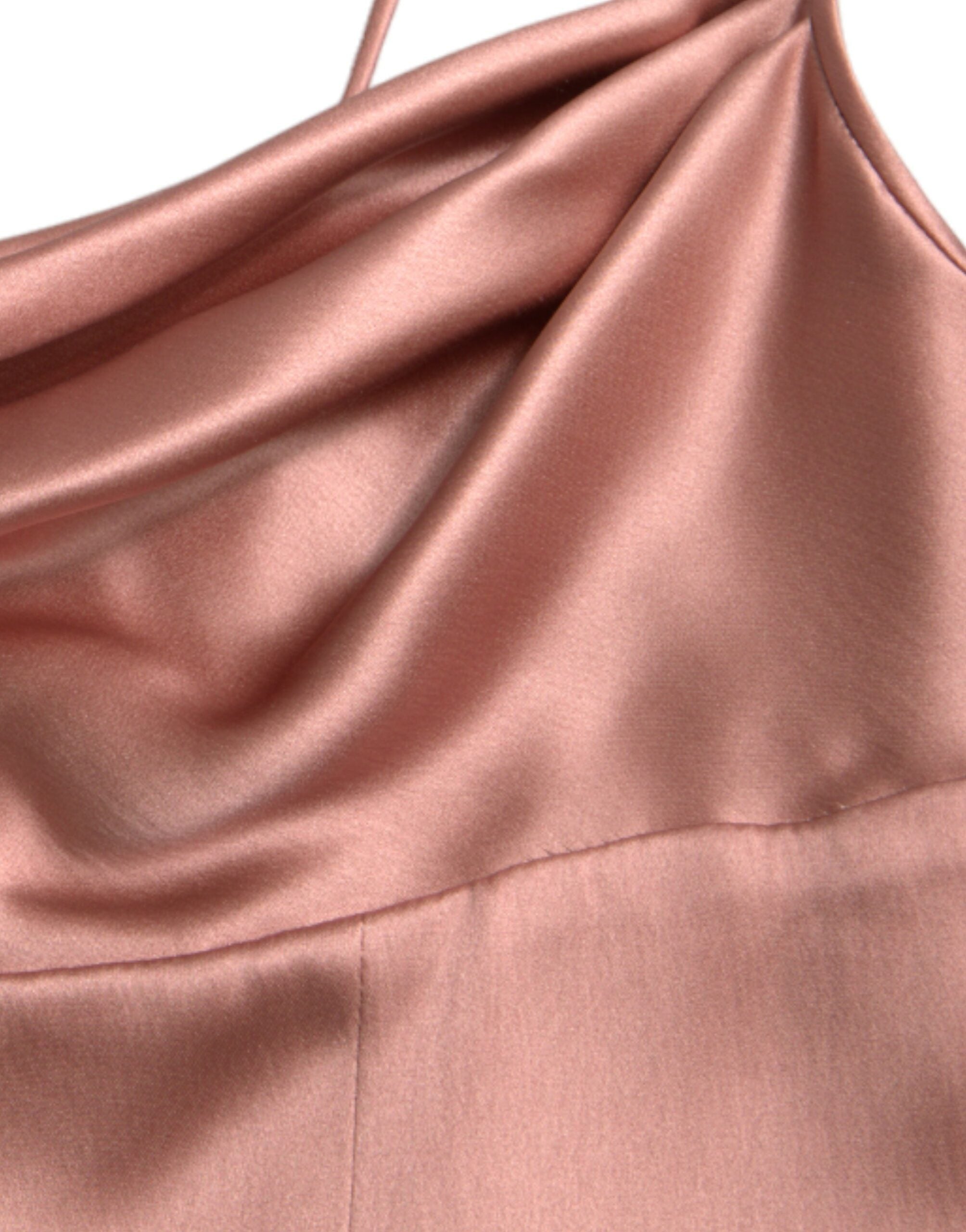 Dolce & Gabbana Pink Silk Spaghetti Straps Long Gown Women's Dress
