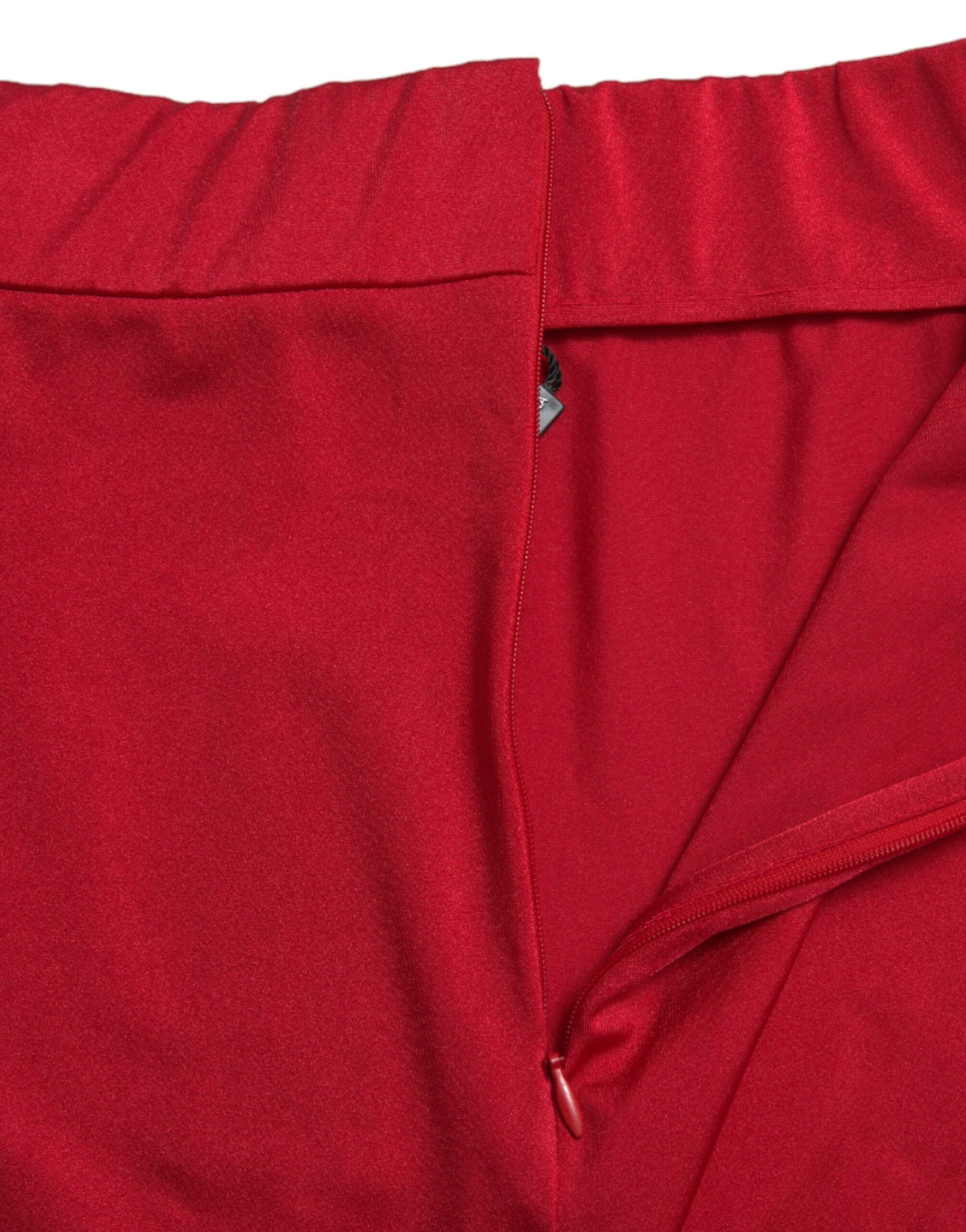 Dolce & Gabbana Red Stretch High Waist Cropped Leggings Women's Pants