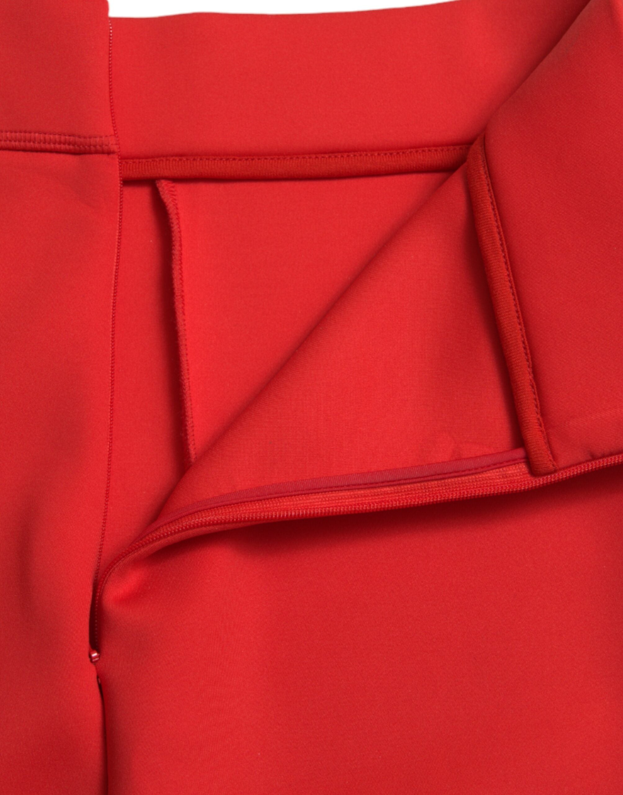 Dolce & Gabbana Red Nylon Stretch Slim Leggings Women's Pants