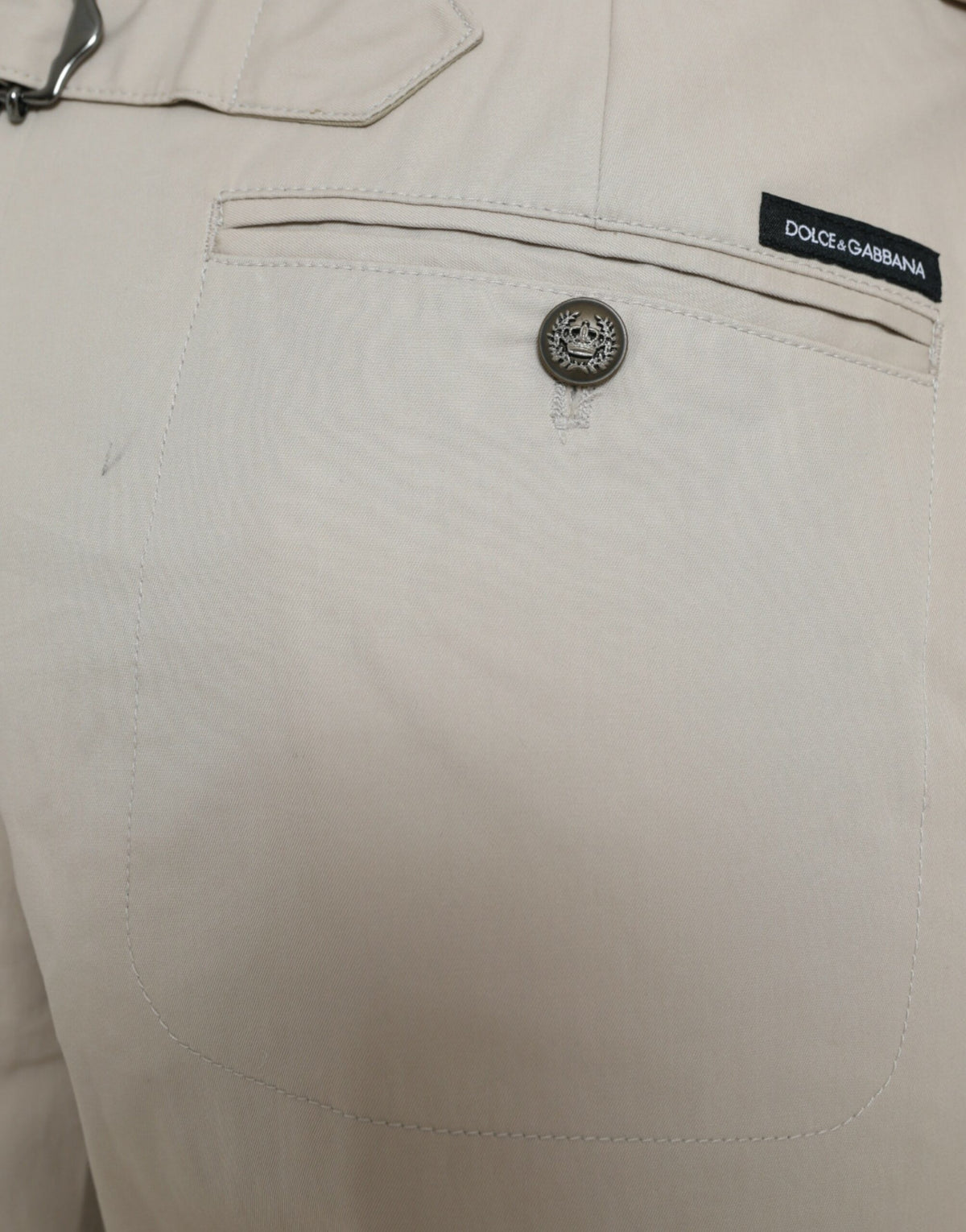 Dolce & Gabbana Beige Cotton High Waist Tapered Women's Pants