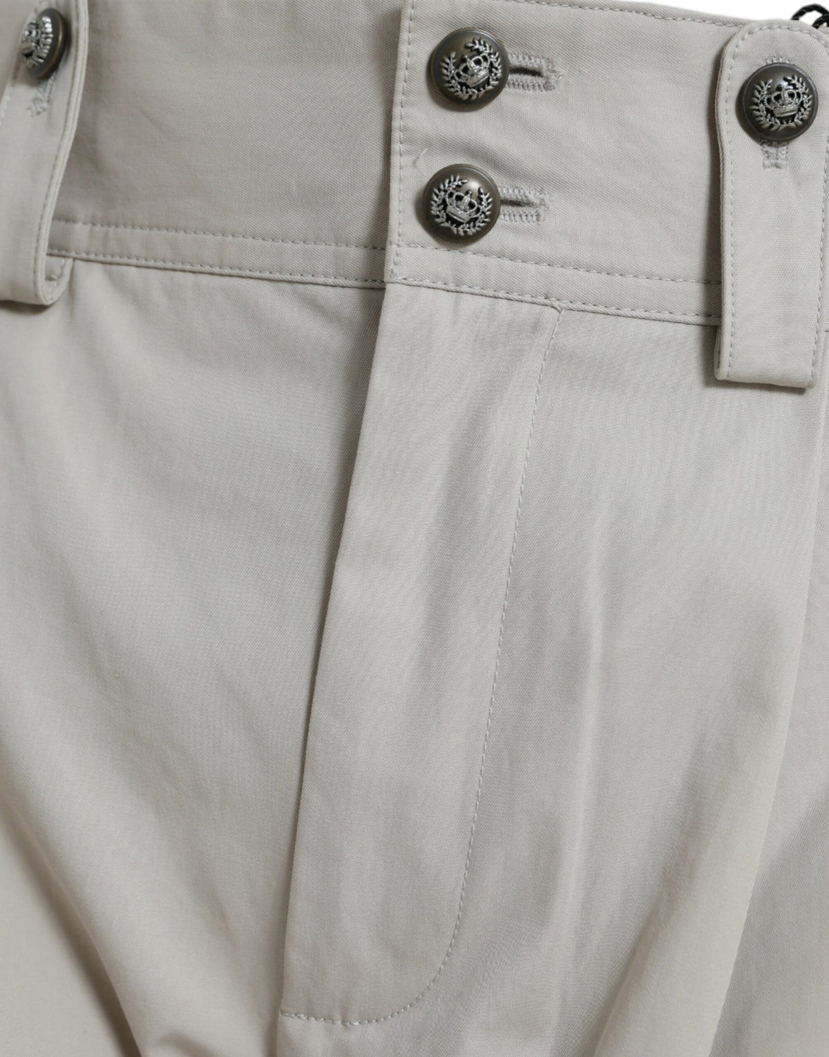 Dolce & Gabbana Beige Cotton High Waist Tapered Women's Pants