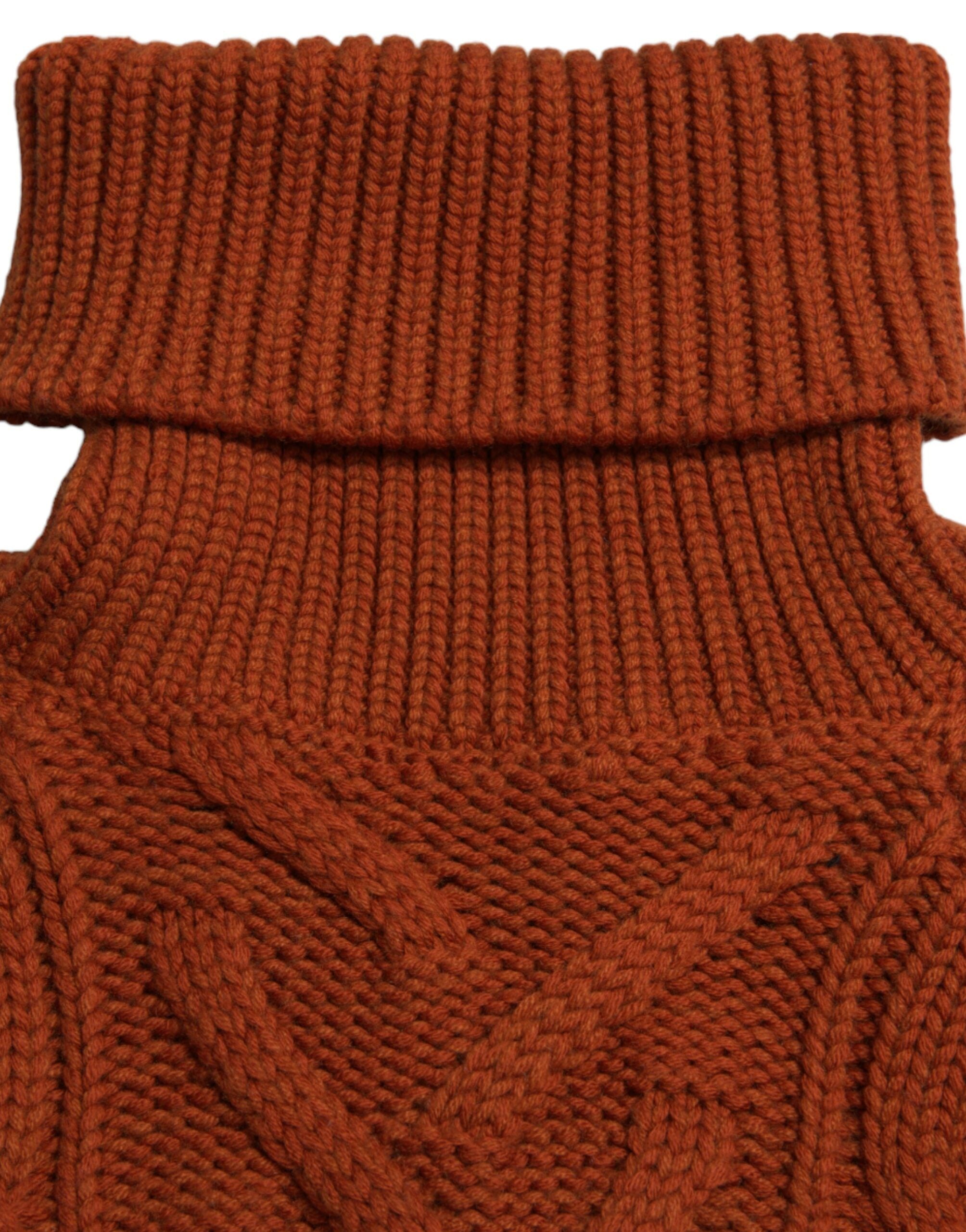 Dolce & Gabbana Brown Wool Knit Turtleneck Pullover Women's Sweater