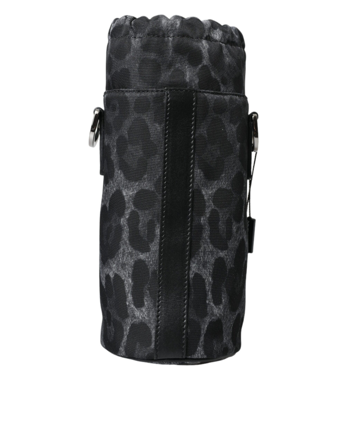 Dolce & Gabbana Black Leopard Round Slim Tote Bottle Cage Men's Bag