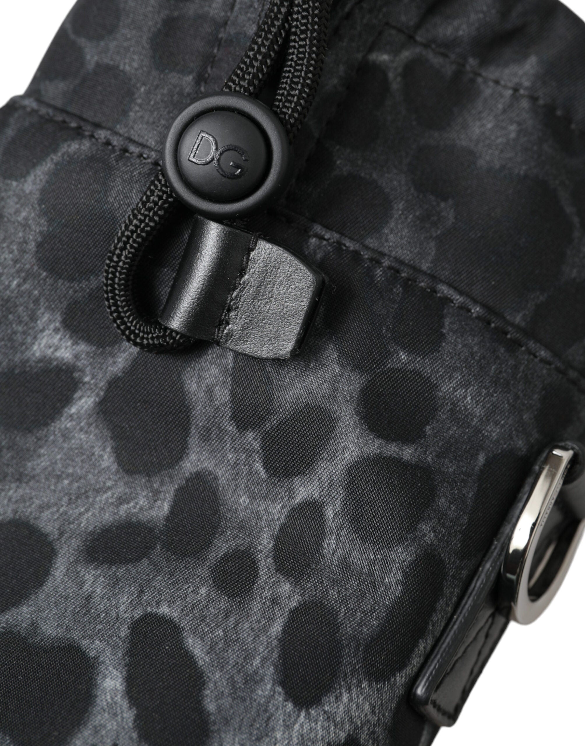Dolce & Gabbana Black Leopard Round Slim Tote Bottle Cage Men's Bag