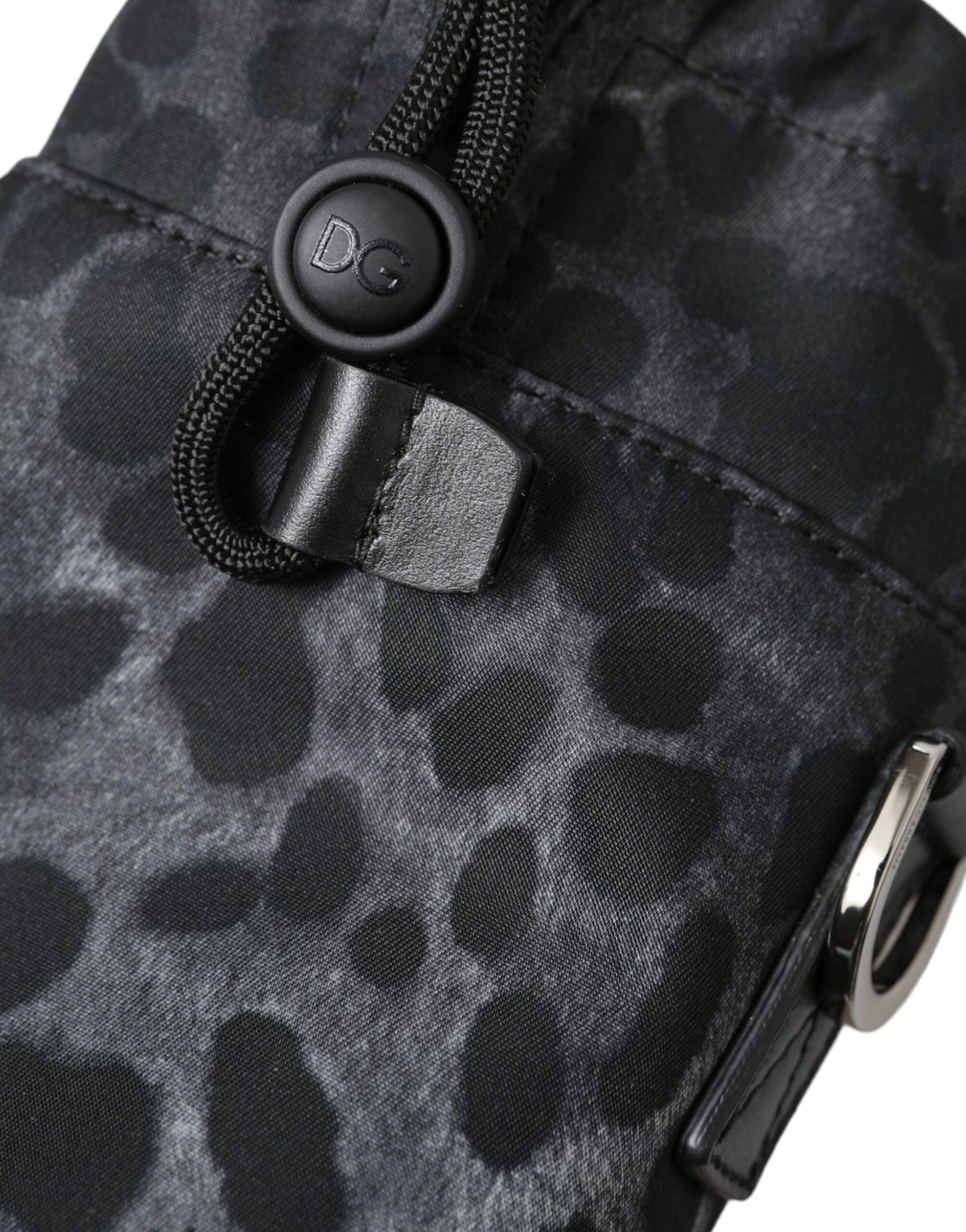 Dolce & Gabbana Black Leopard Round Slim Tote Bottle Cage Men's Bag
