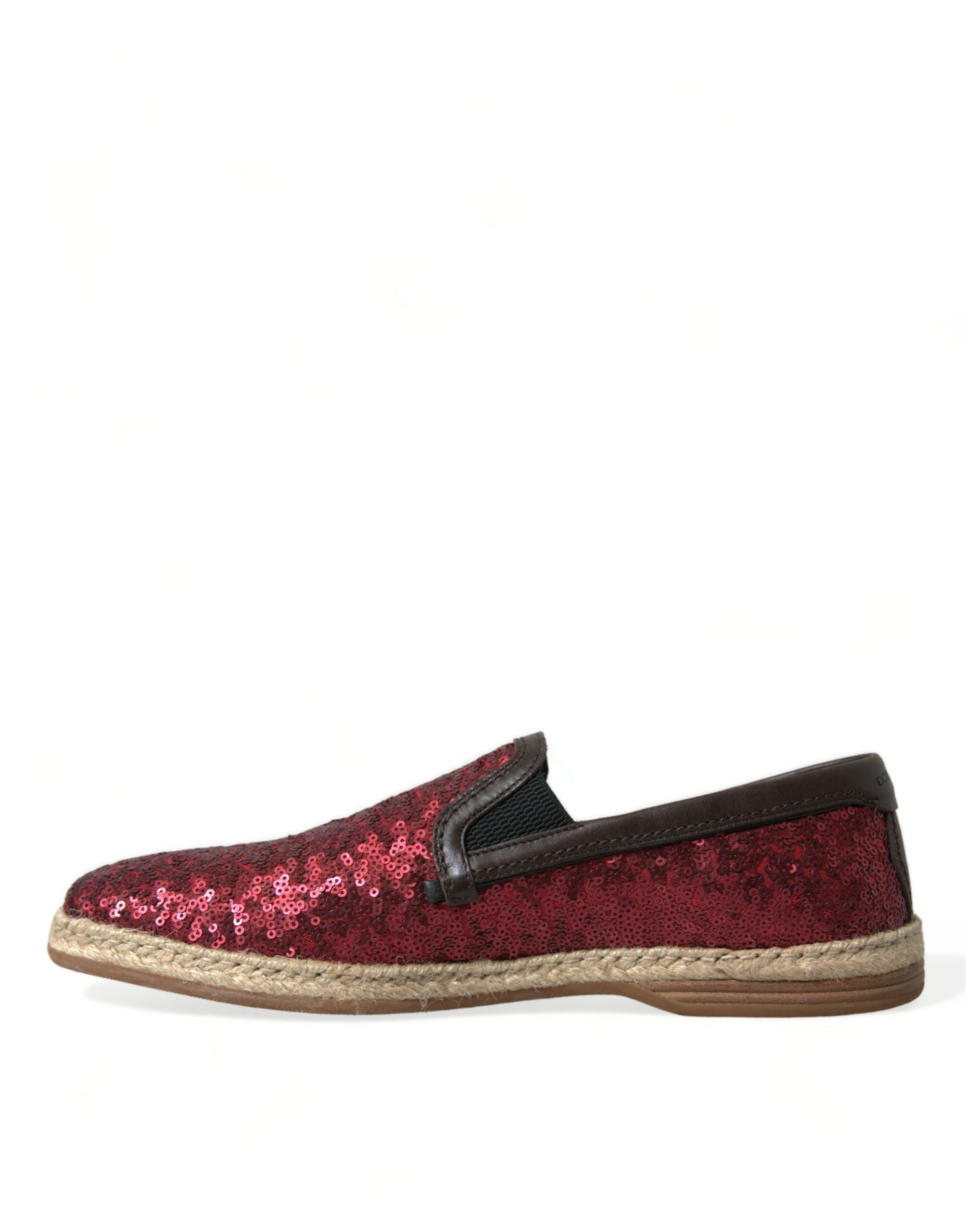 Dolce & Gabbana Red Sequined Loafers Slippers Men Men's Shoes