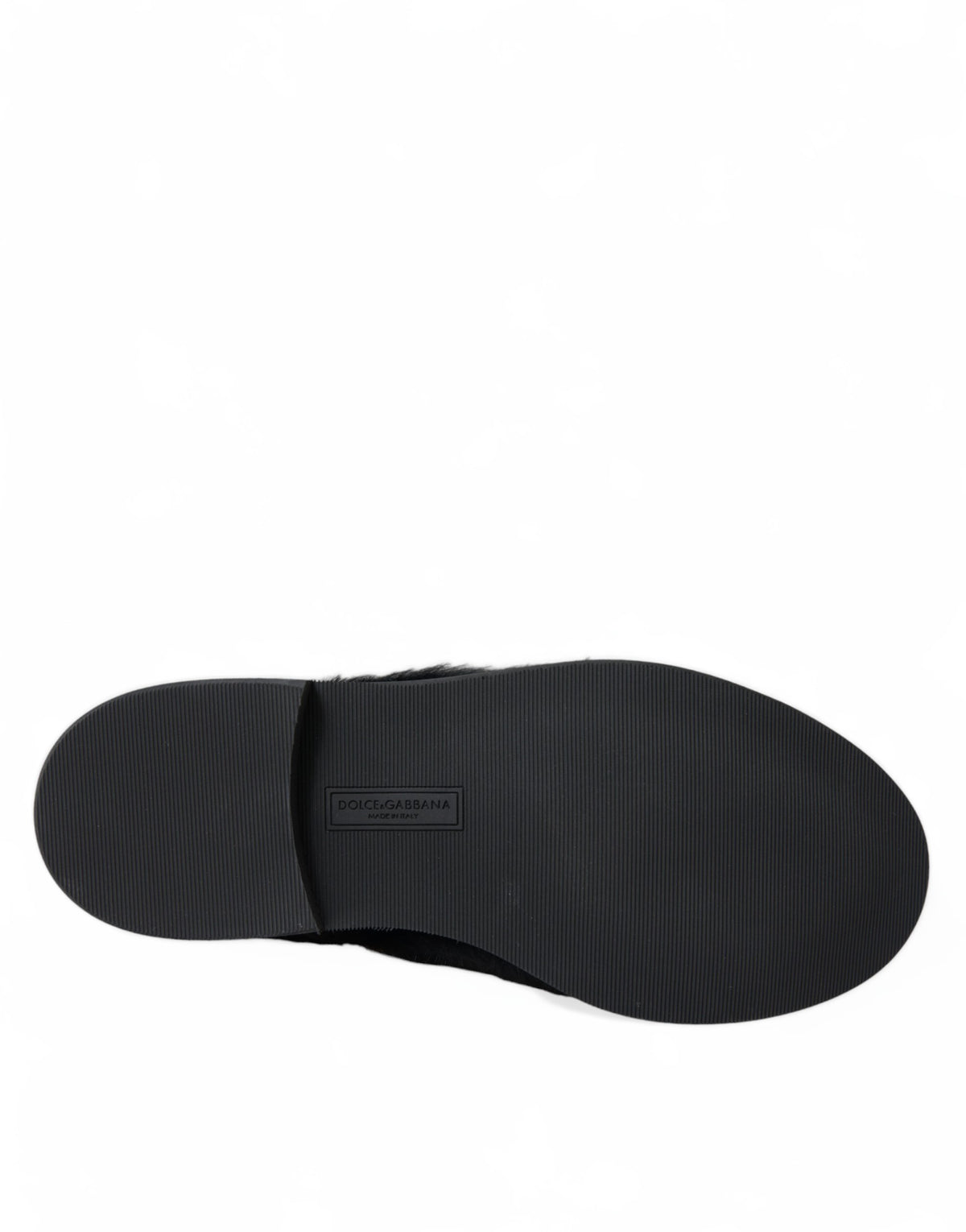 Dolce & Gabbana Black Fur Leather Lace Up Derby Dress Men's Shoes