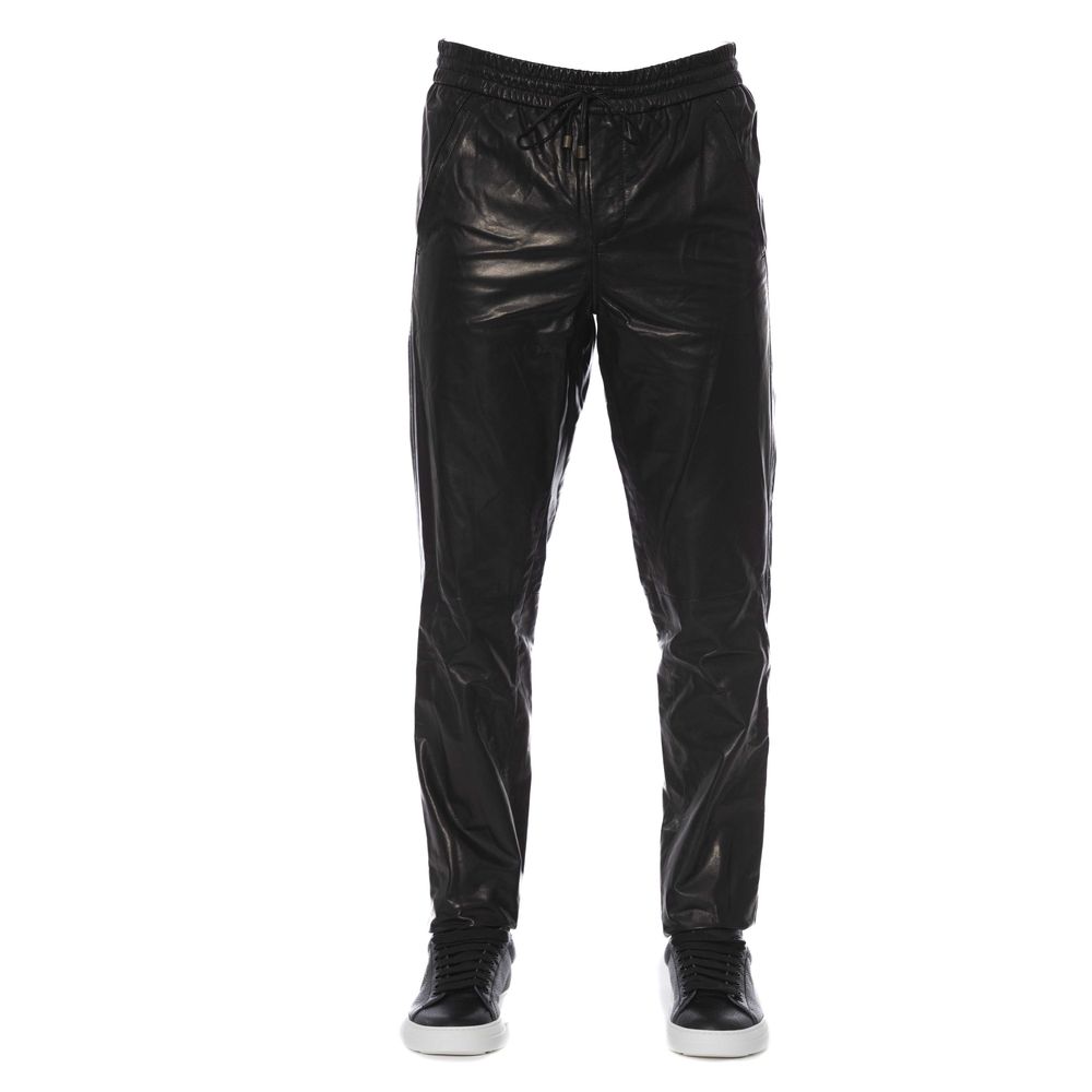 Trussardi Black Lamb Leather Jeans & Men's Pants