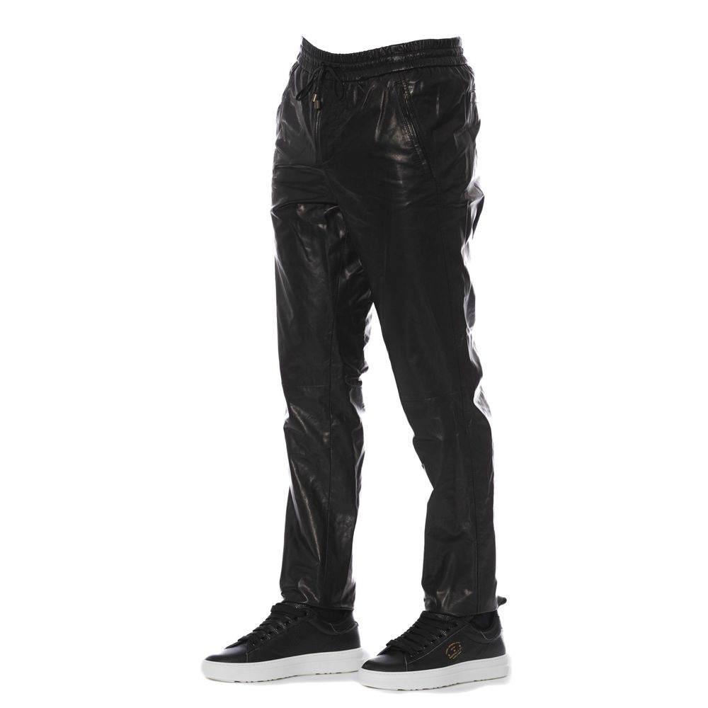 Trussardi Black Lamb Leather Jeans & Men's Pants