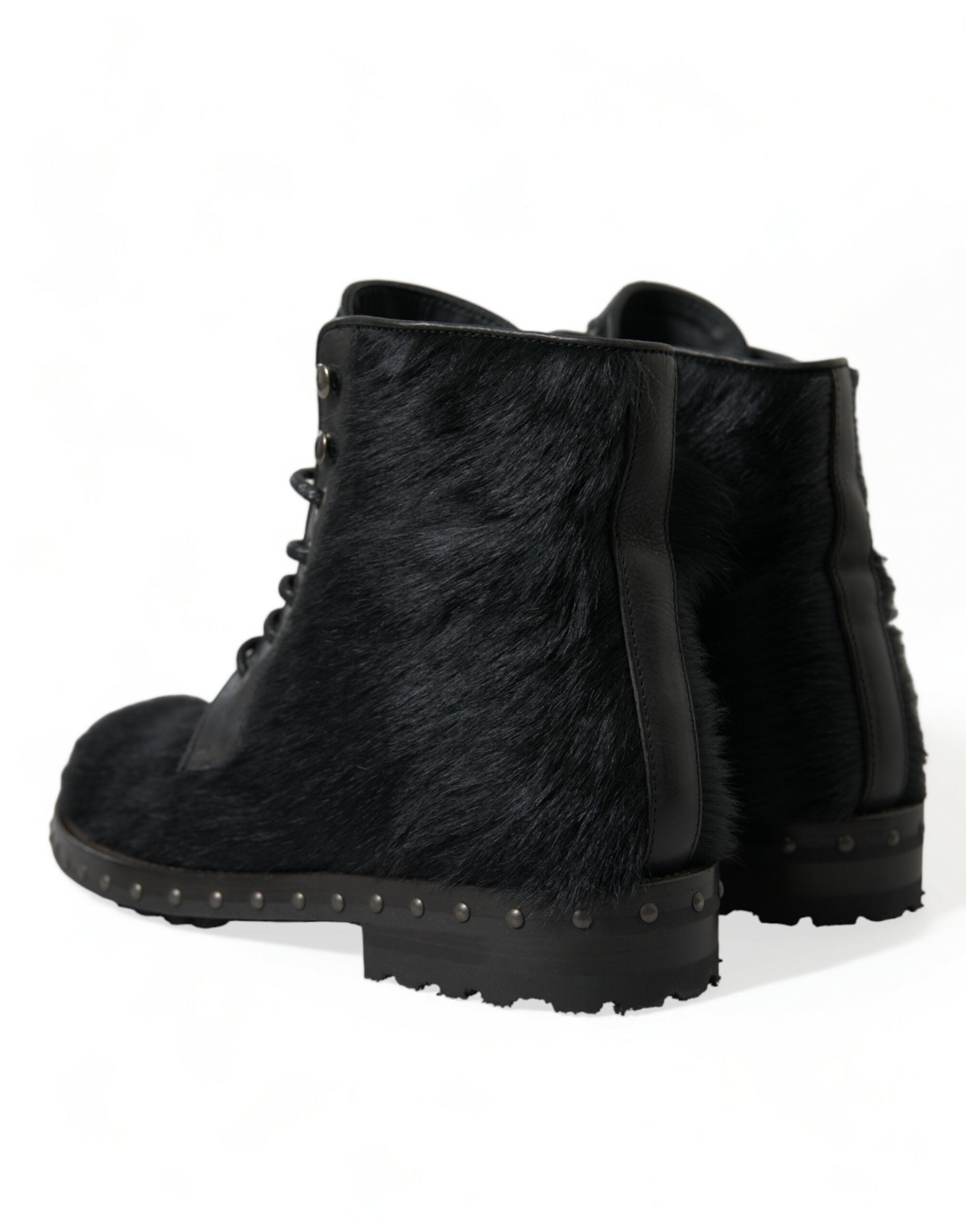 Dolce & Gabbana Elegant Black Calf Leather Lace-Up Men's Boots