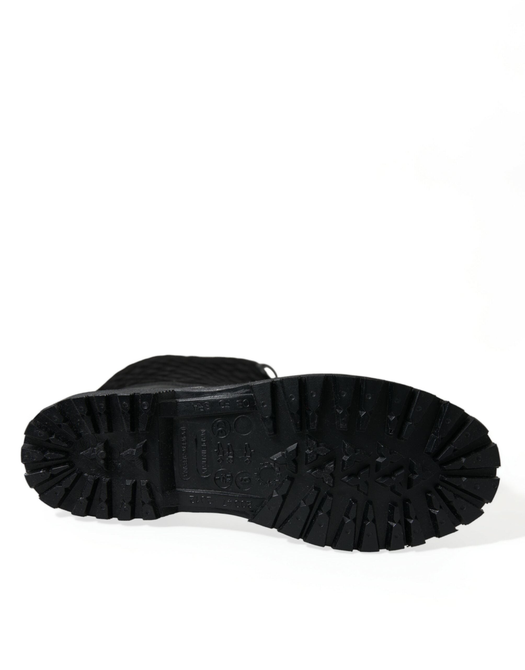 Dolce & Gabbana Black Chioggia Rubber Suede Rain Boots Men's Shoes
