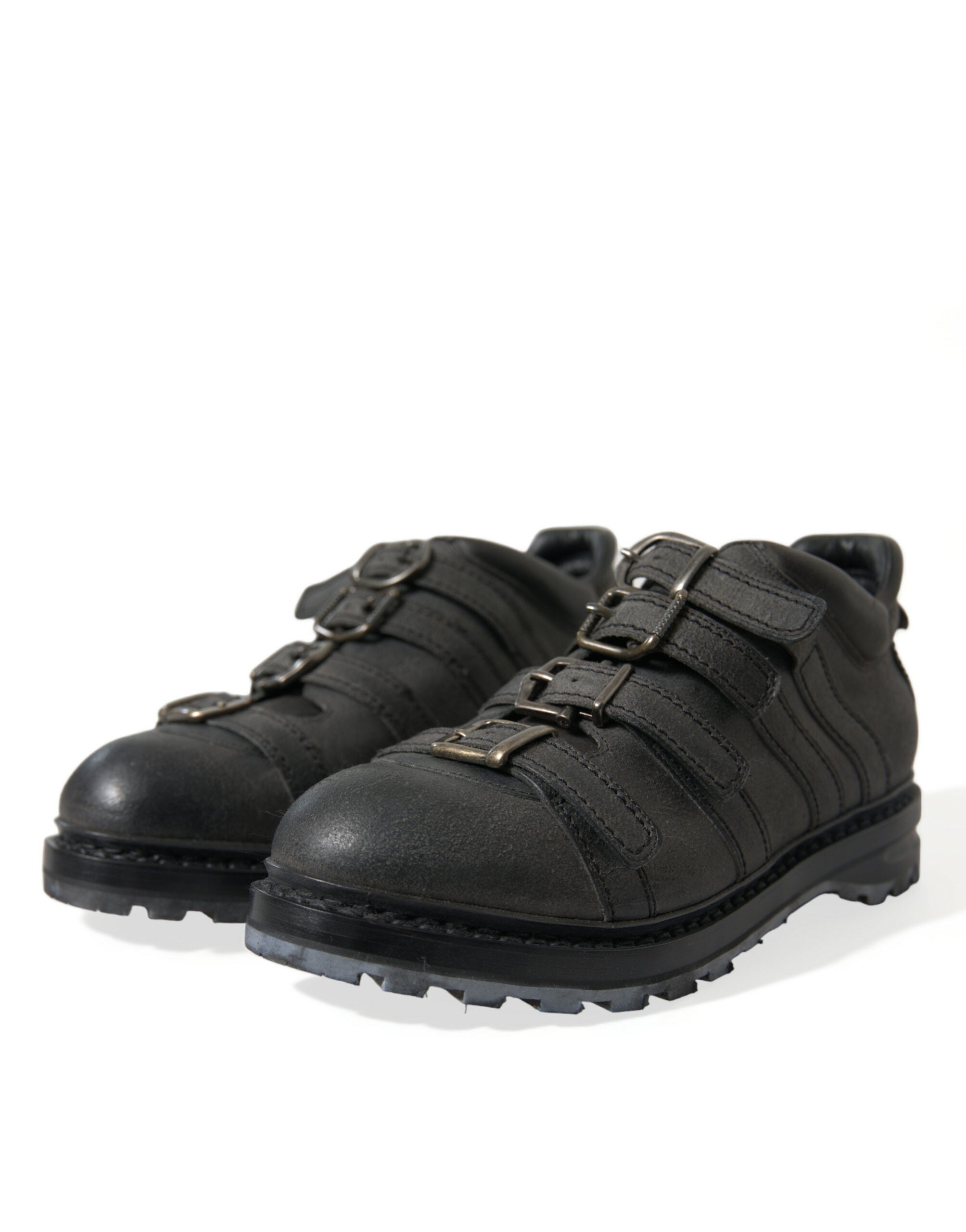Dolce & Gabbana Black Leather Strap Men Ankle Boots Men's Shoes