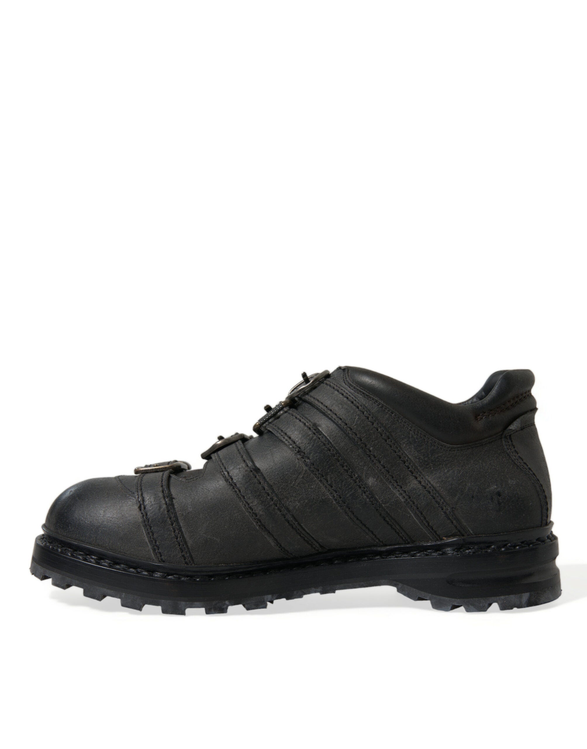 Dolce & Gabbana Black Leather Strap Men Ankle Boots Men's Shoes