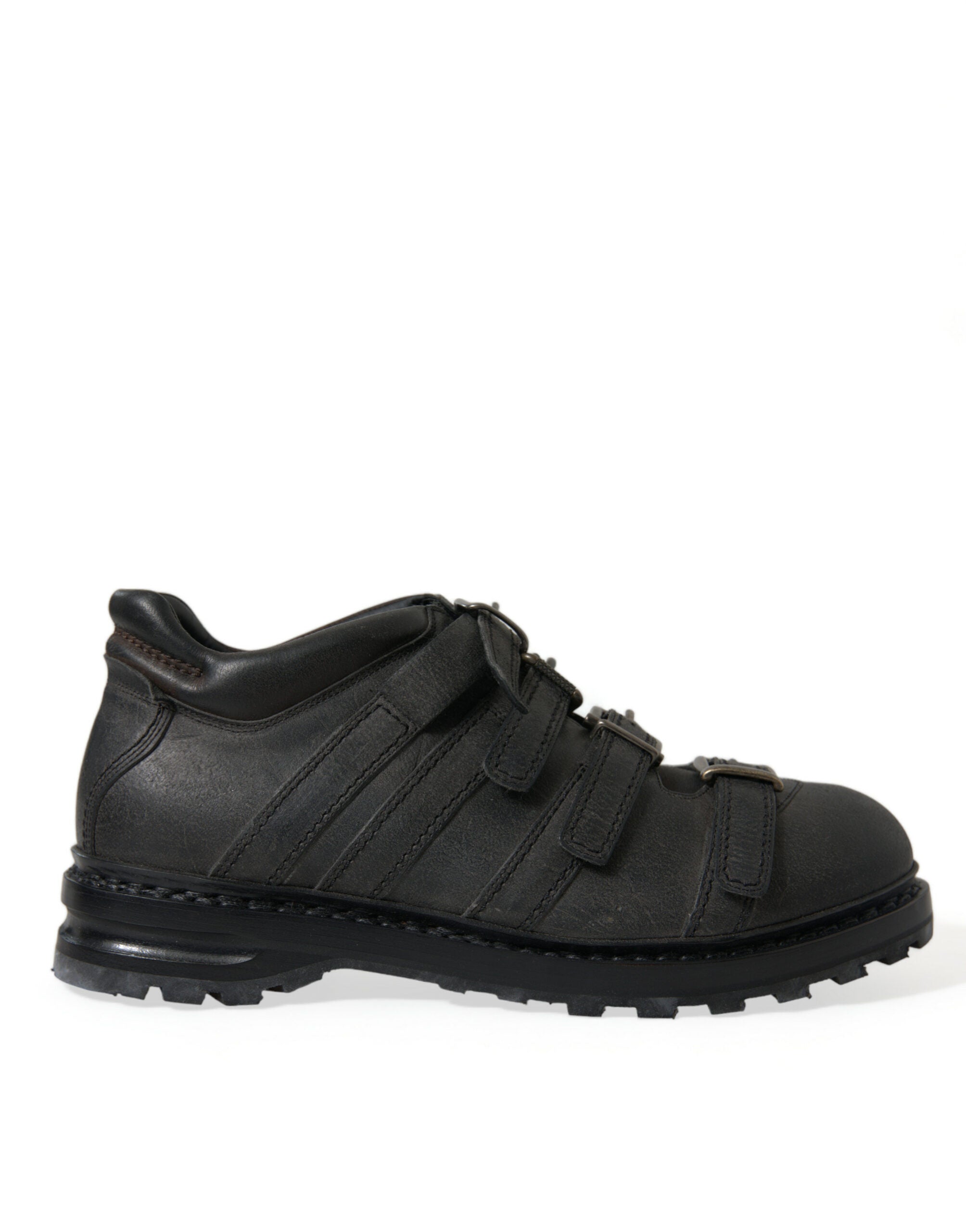 Dolce & Gabbana Black Leather Strap Men Ankle Boots Men's Shoes