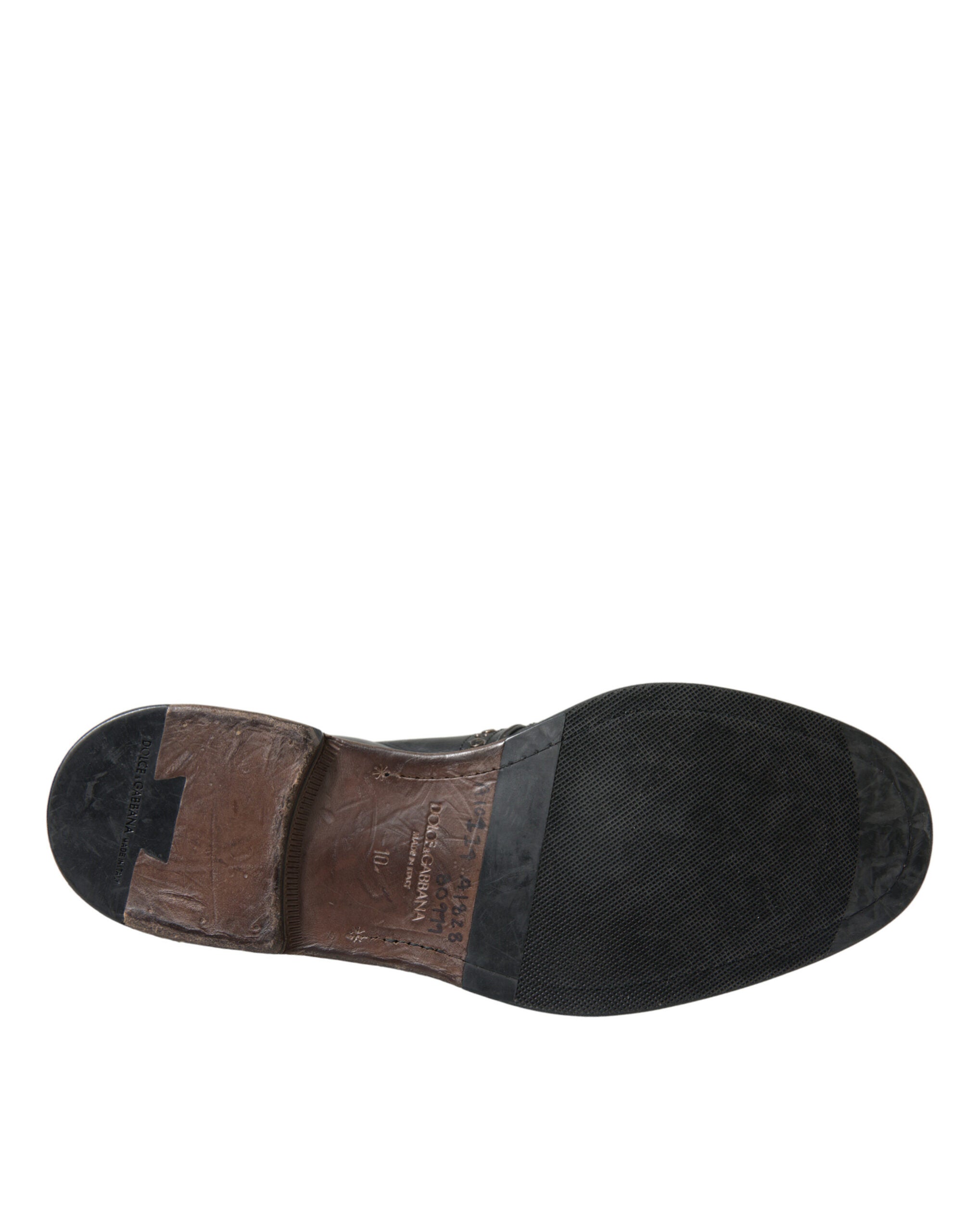 Dolce & Gabbana Black Leather Monk Strap Studded Dress Men's Shoes