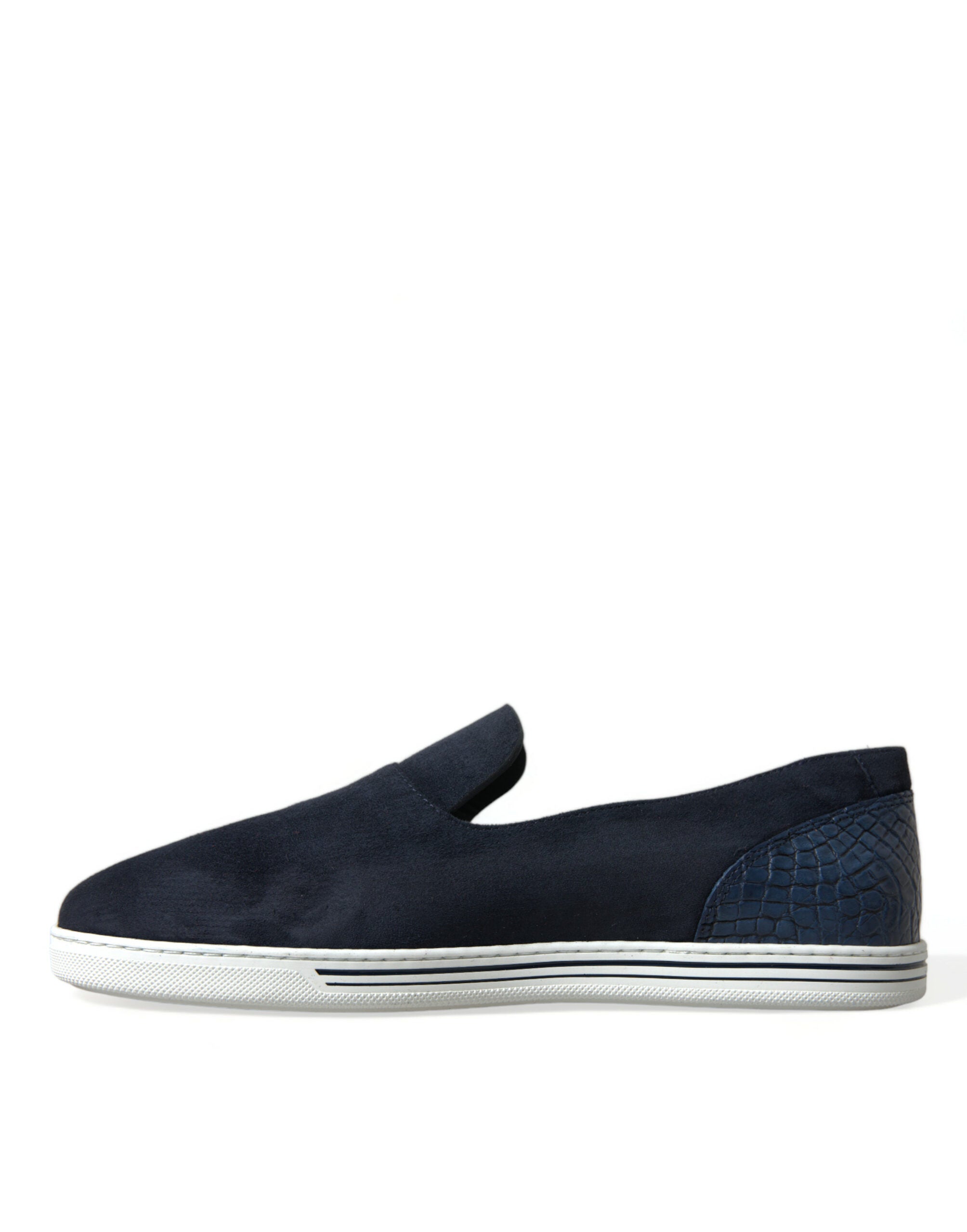 Dolce & Gabbana Blue Suede Caiman Loafers Saint Tropez Men's Shoes