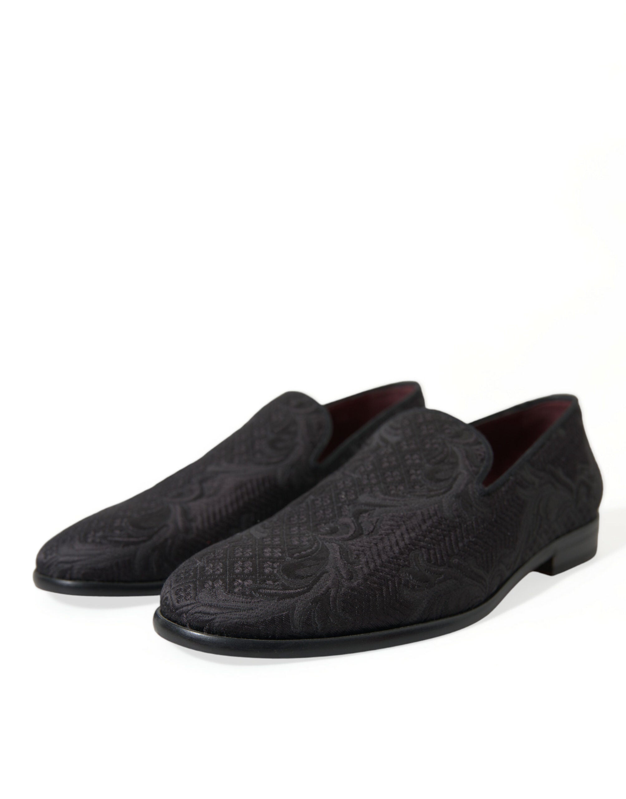 Dolce & Gabbana Black Brocade Men Slip On Loafer Dress Men's Shoes