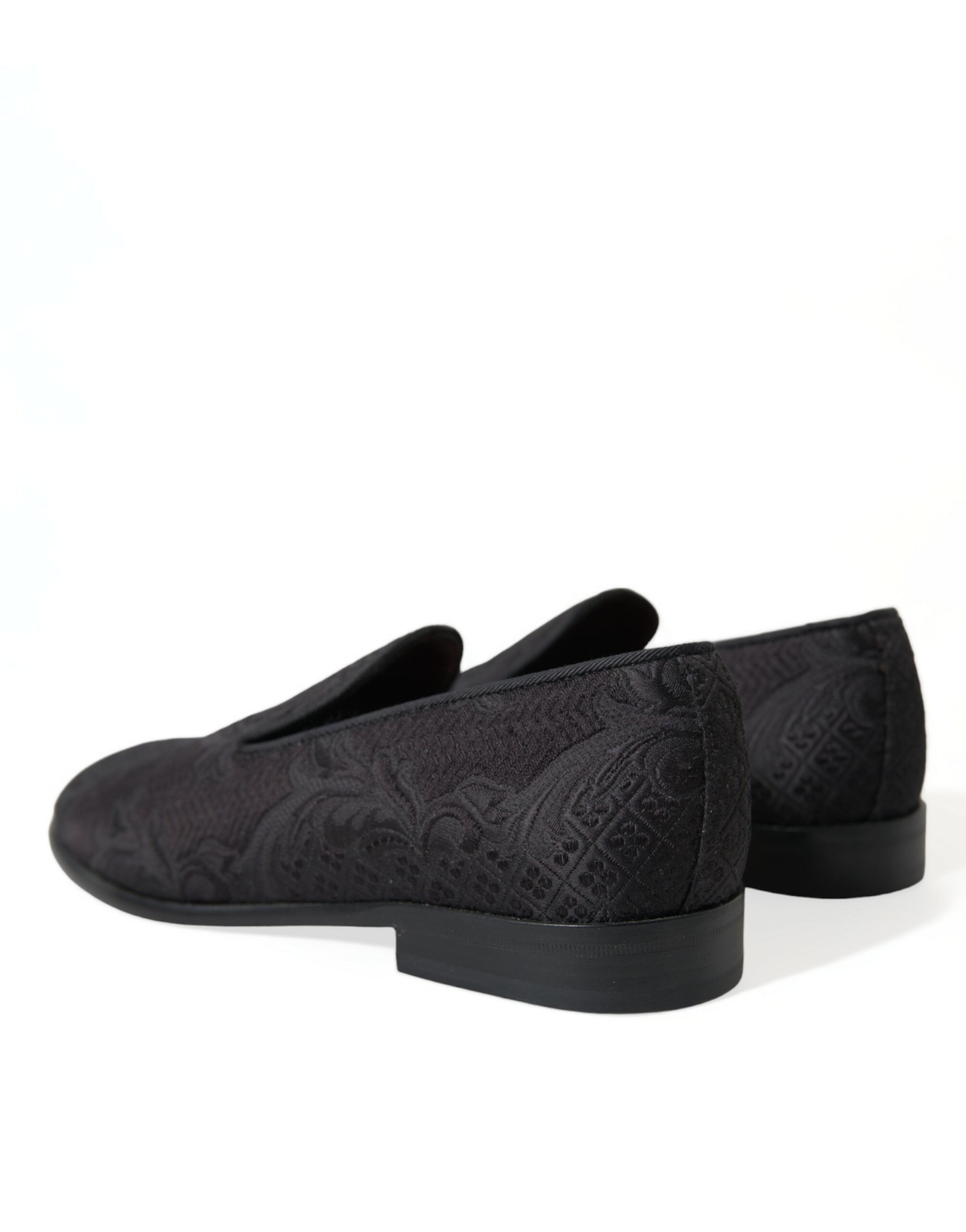 Dolce & Gabbana Black Brocade Men Slip On Loafer Dress Men's Shoes