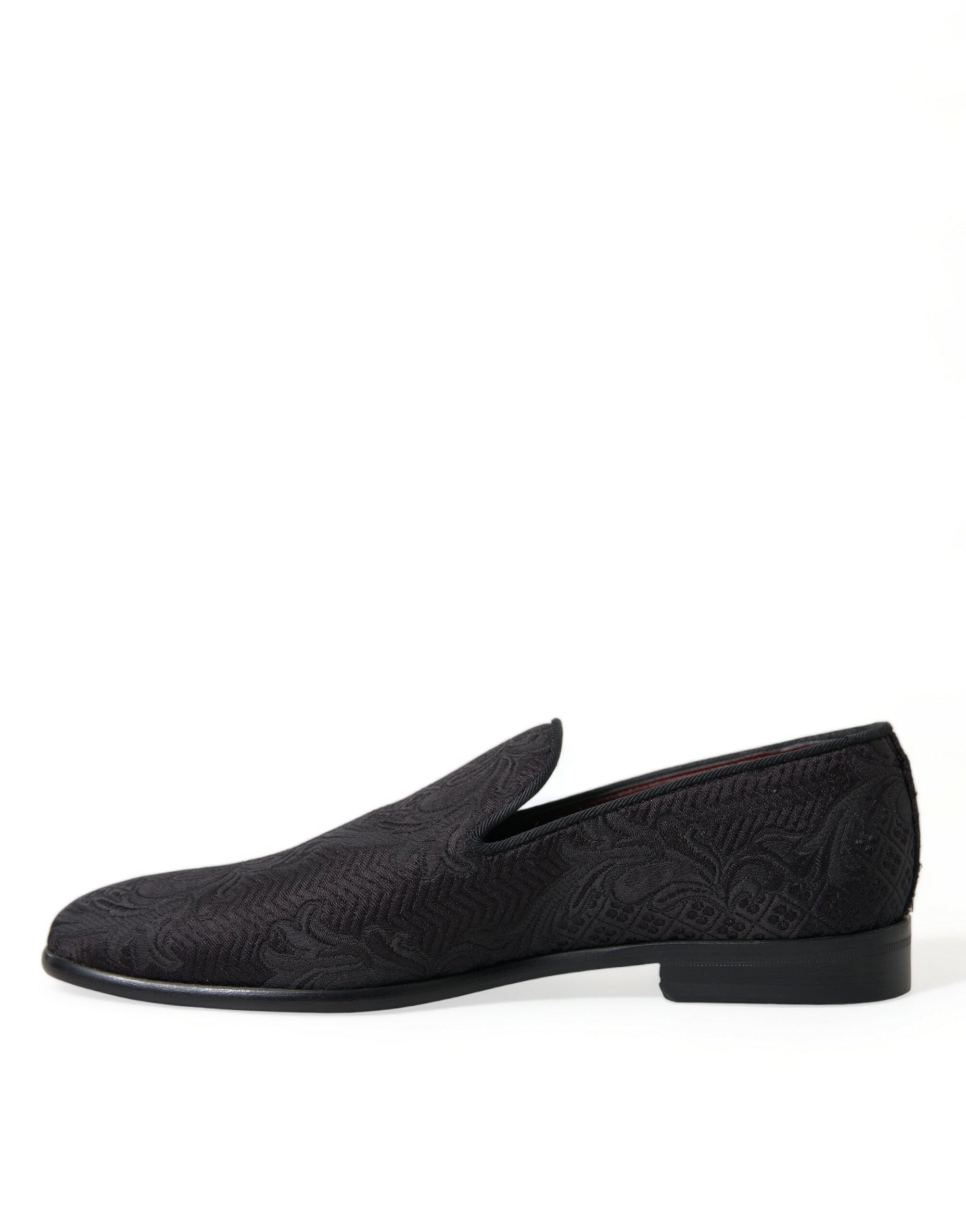 Dolce & Gabbana Black Brocade Men Slip On Loafer Dress Men's Shoes