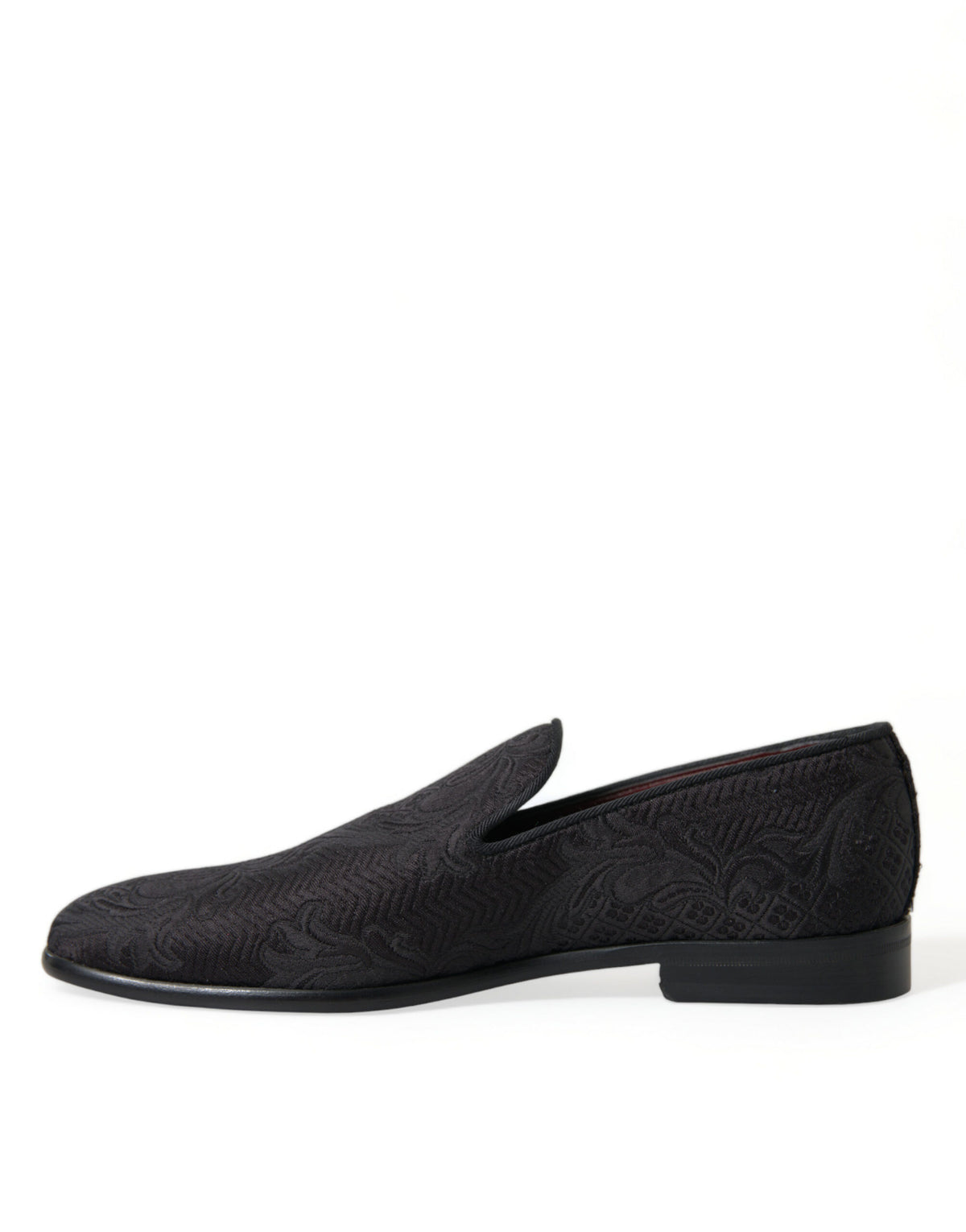 Dolce & Gabbana Black Brocade Men Slip On Loafer Dress Men's Shoes