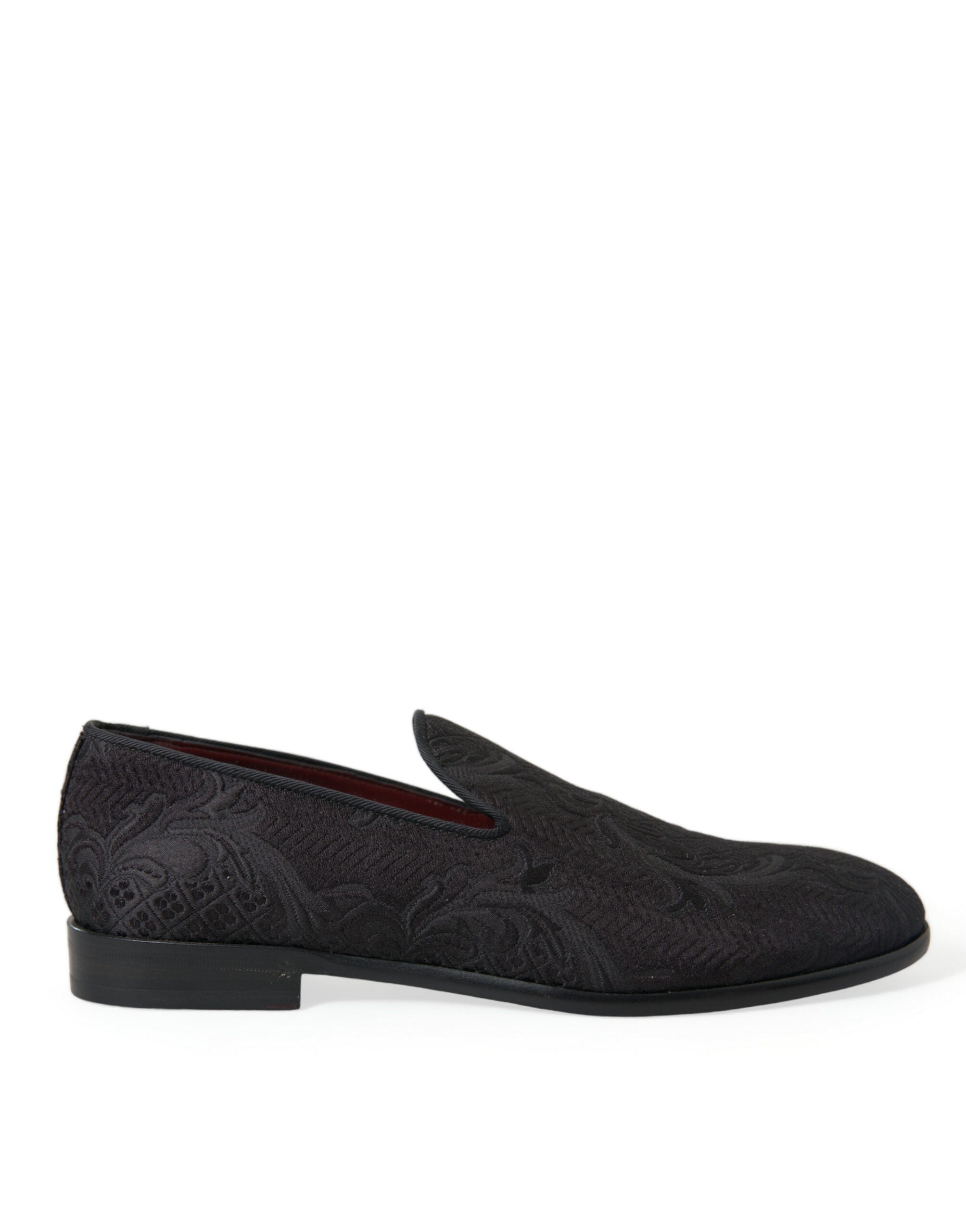 Dolce & Gabbana Black Brocade Men Slip On Loafer Dress Men's Shoes