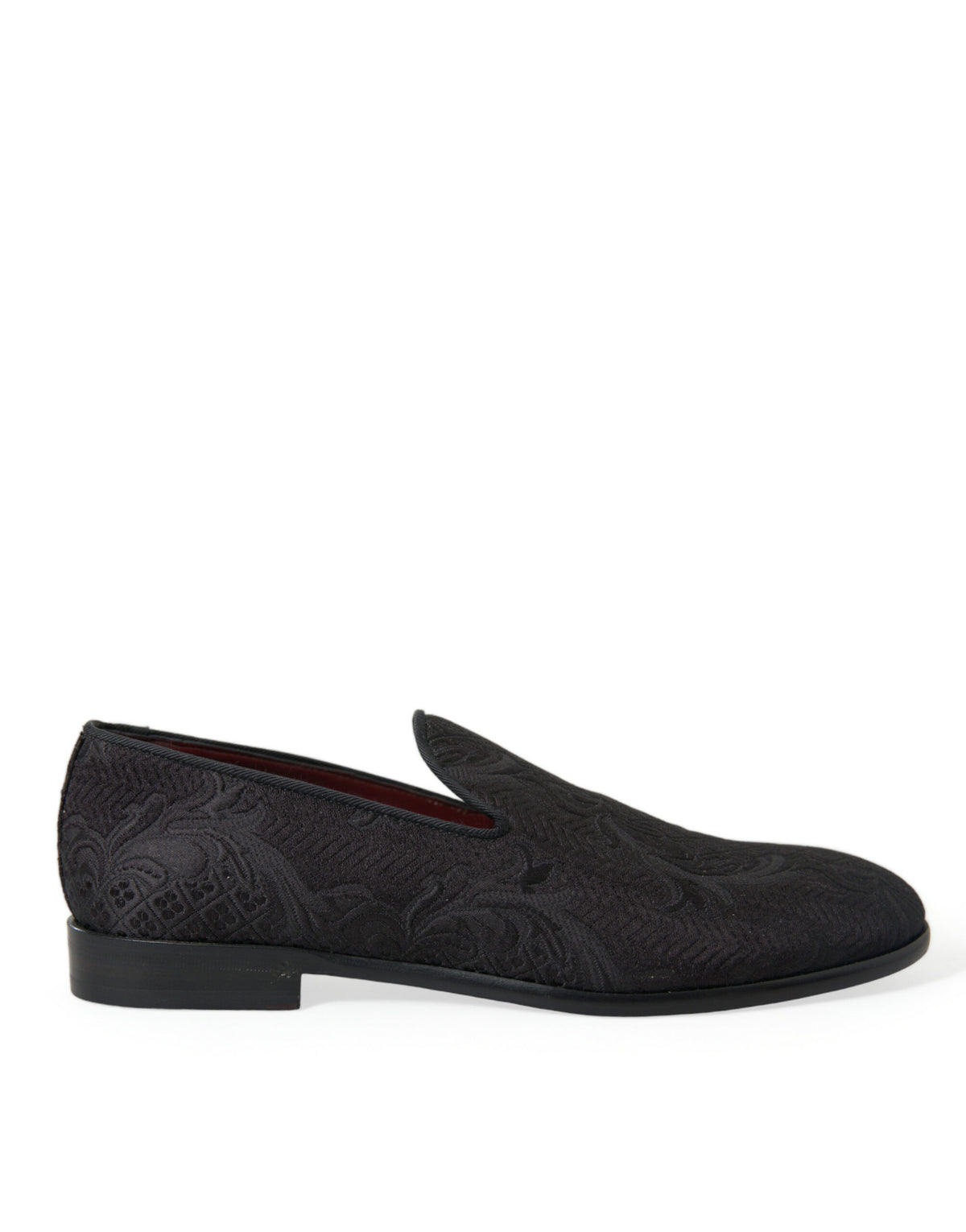 Dolce & Gabbana Black Brocade Men Slip On Loafer Dress Men's Shoes