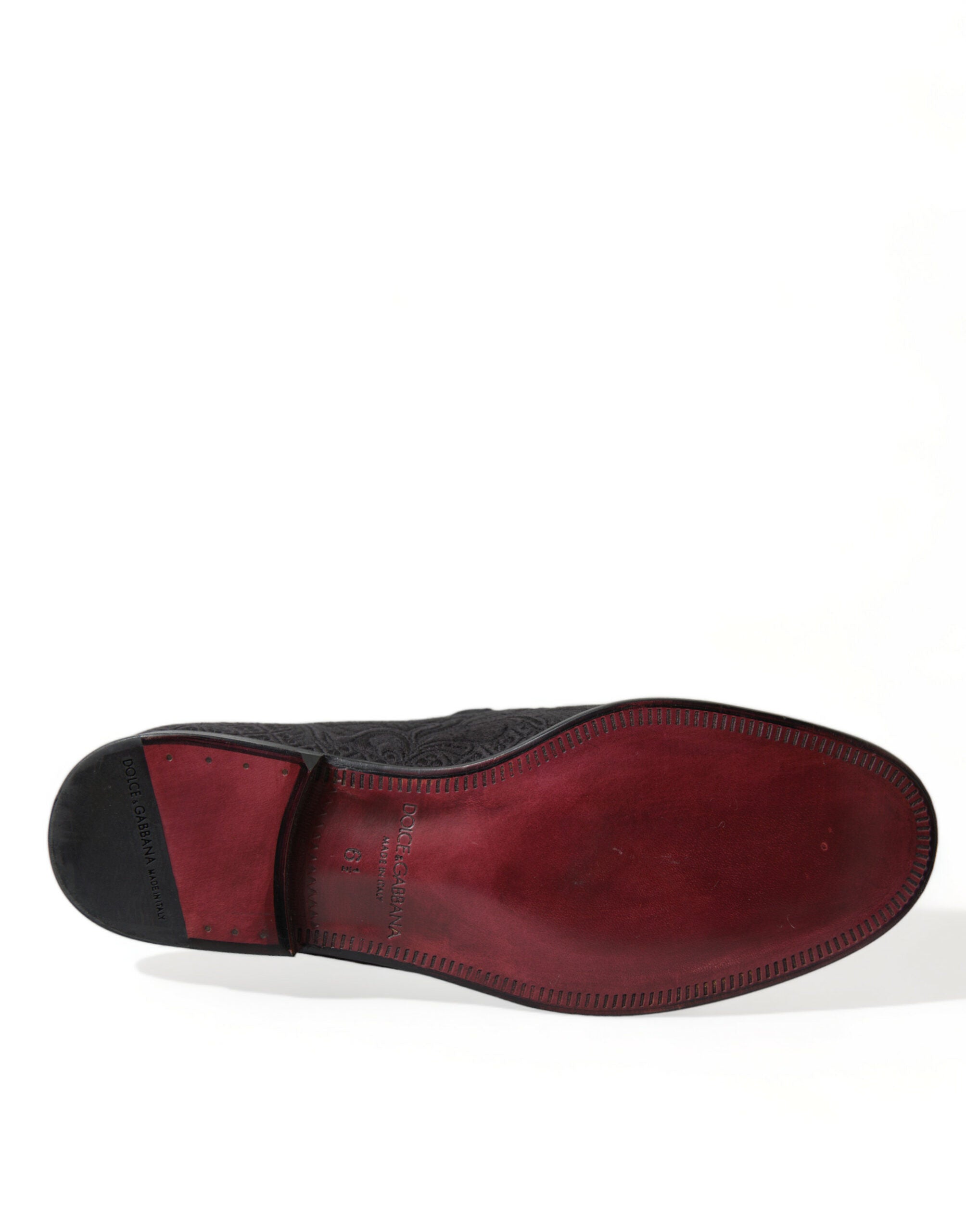 Dolce & Gabbana Black Brocade Men Slip On Loafer Dress Men's Shoes