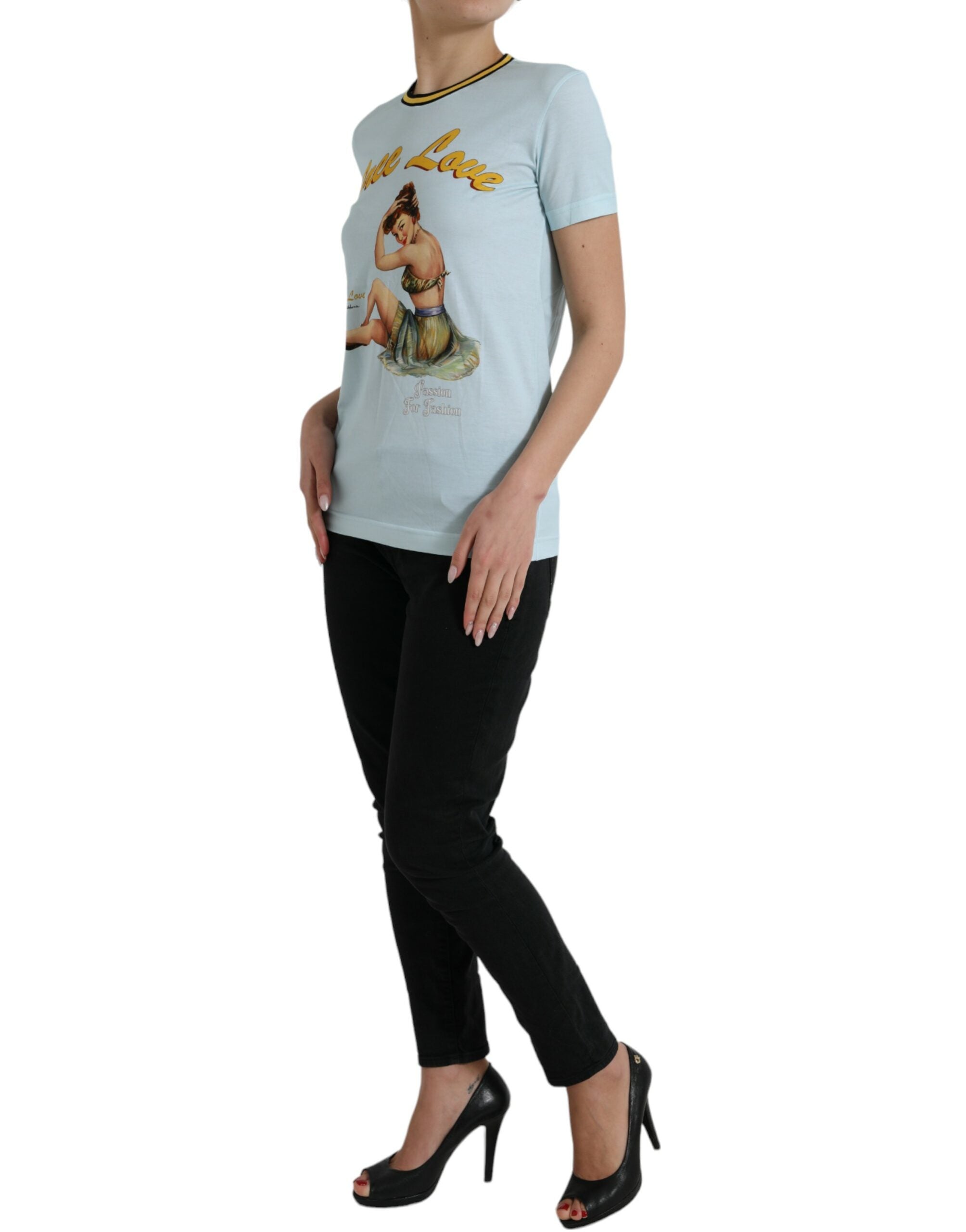 Dolce & Gabbana Elegant Light Blue Cotton Women's T-Shirt