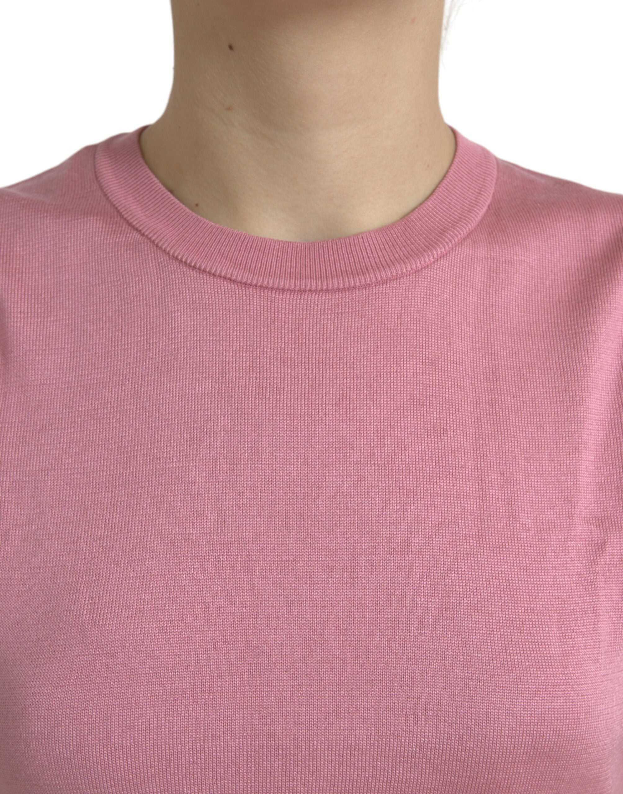 Dolce & Gabbana Pink Crew Neck Cropped Sleeveless Tank Women's Top