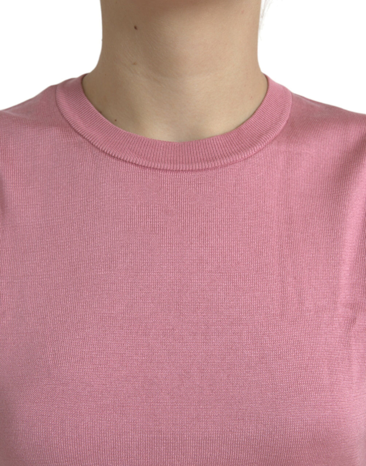 Dolce & Gabbana Pink Crew Neck Cropped Sleeveless Tank Women's Top