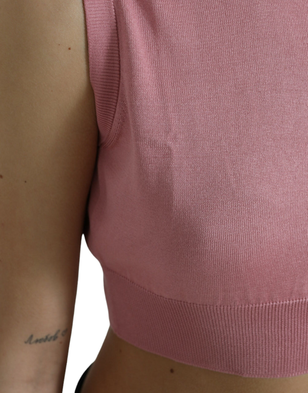 Dolce & Gabbana Pink Crew Neck Cropped Sleeveless Tank Women's Top