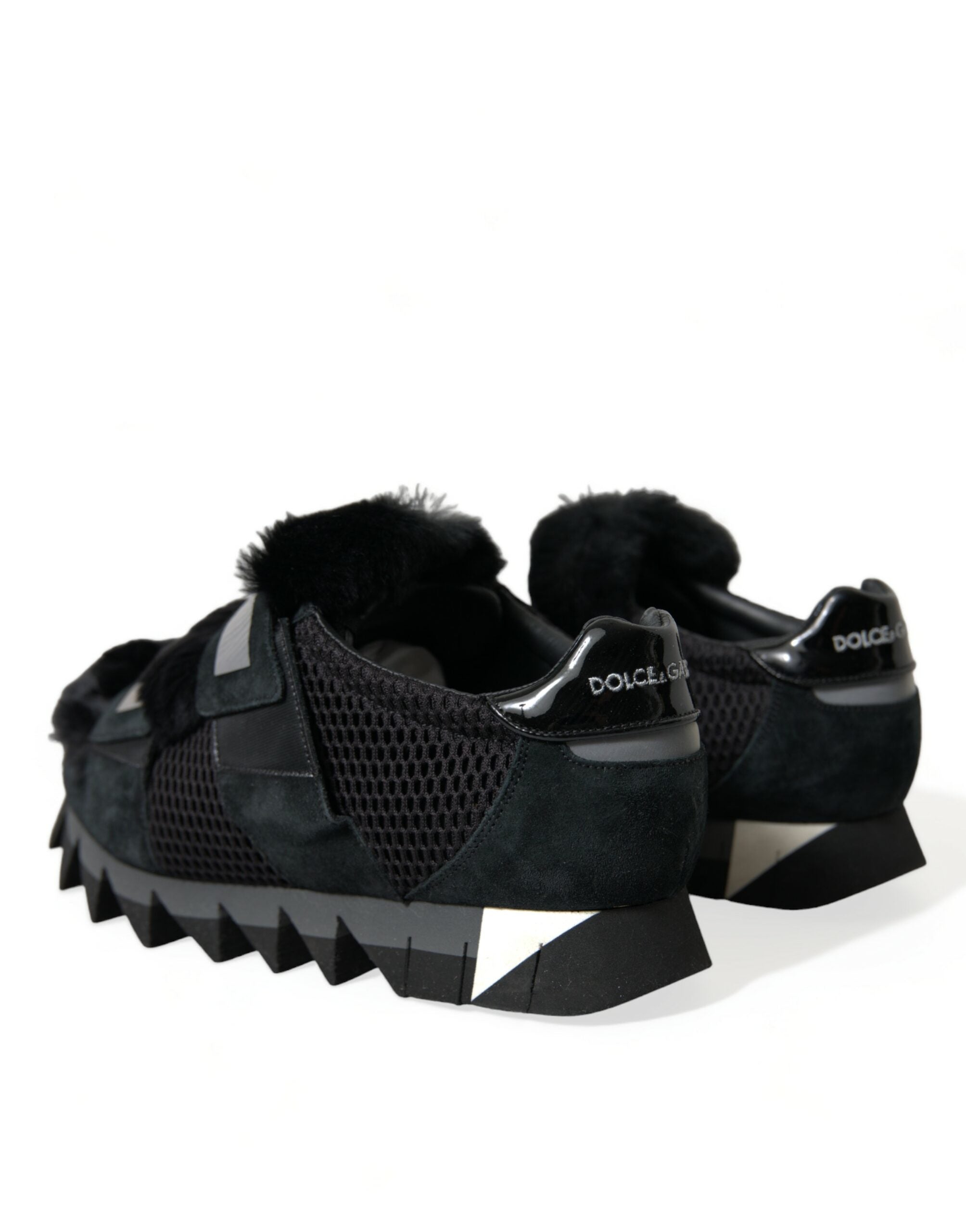 Dolce & Gabbana Elegant Fur-Embellished Suede Men's Sneakers