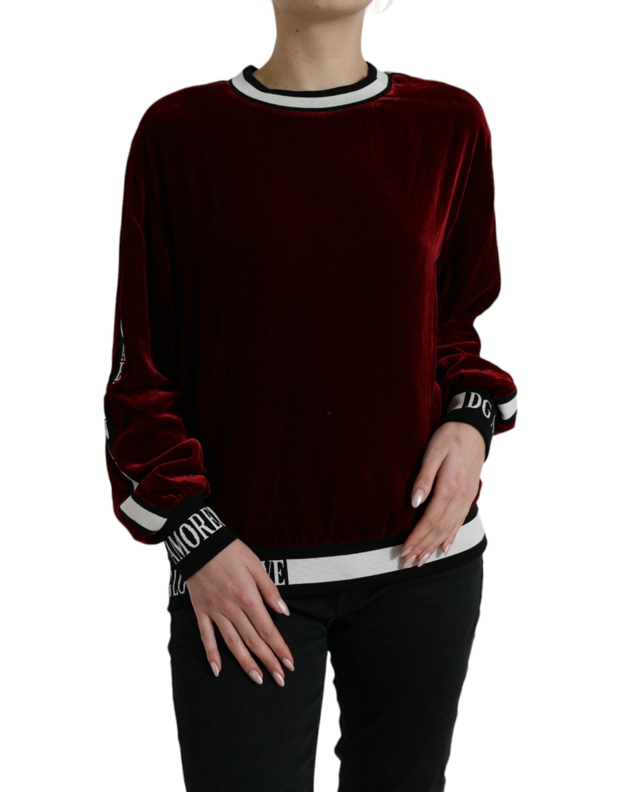 Dolce & Gabbana Elegant Burgundy Silk-Blend Women's Sweater