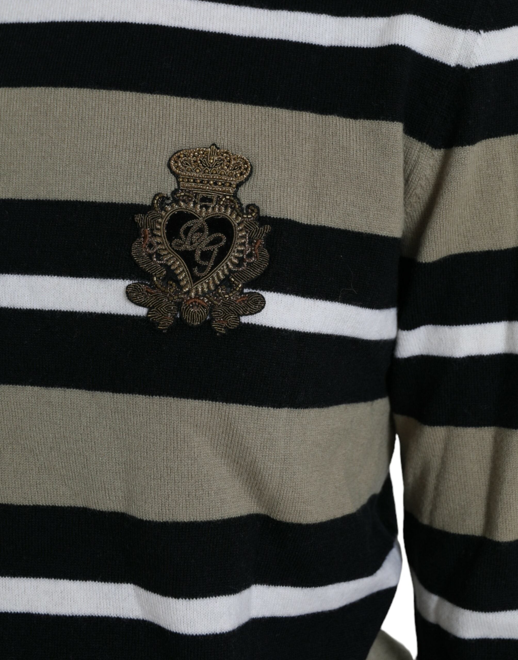 Dolce & Gabbana Multicolor Stripe Wool Logo Pullover Women's Sweater