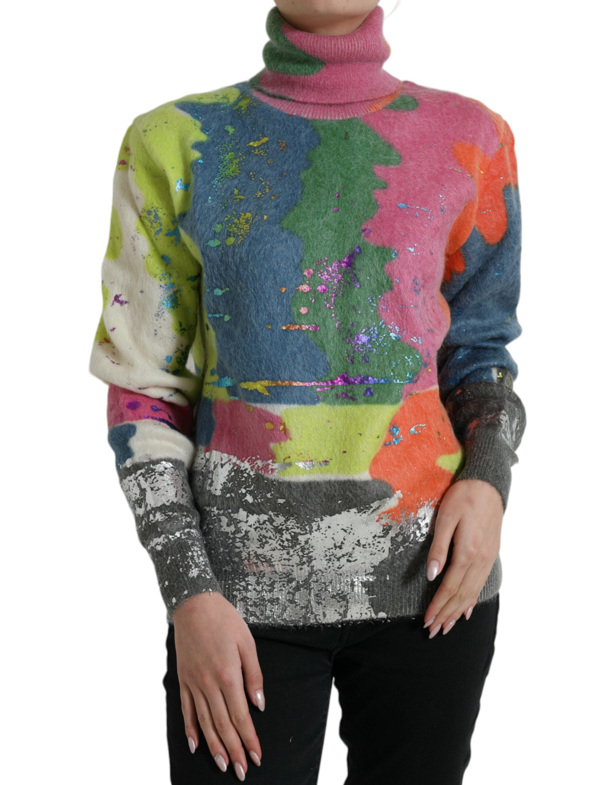 Dolce & Gabbana Multicolor Mohair Turtleneck Pullover Women's Sweater