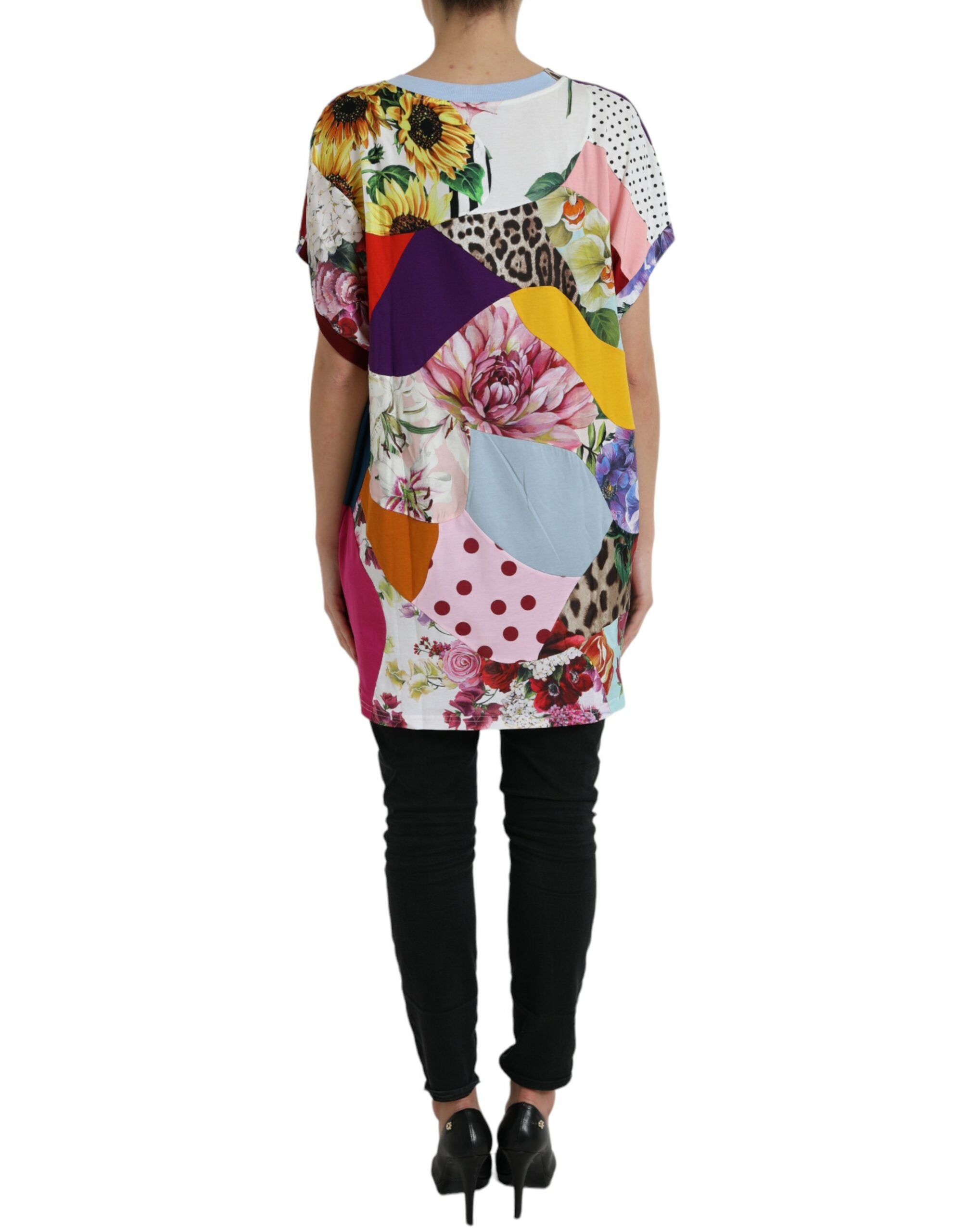 Dolce & Gabbana Multicolor Patchwork Cotton Silk Blouse Women's Top